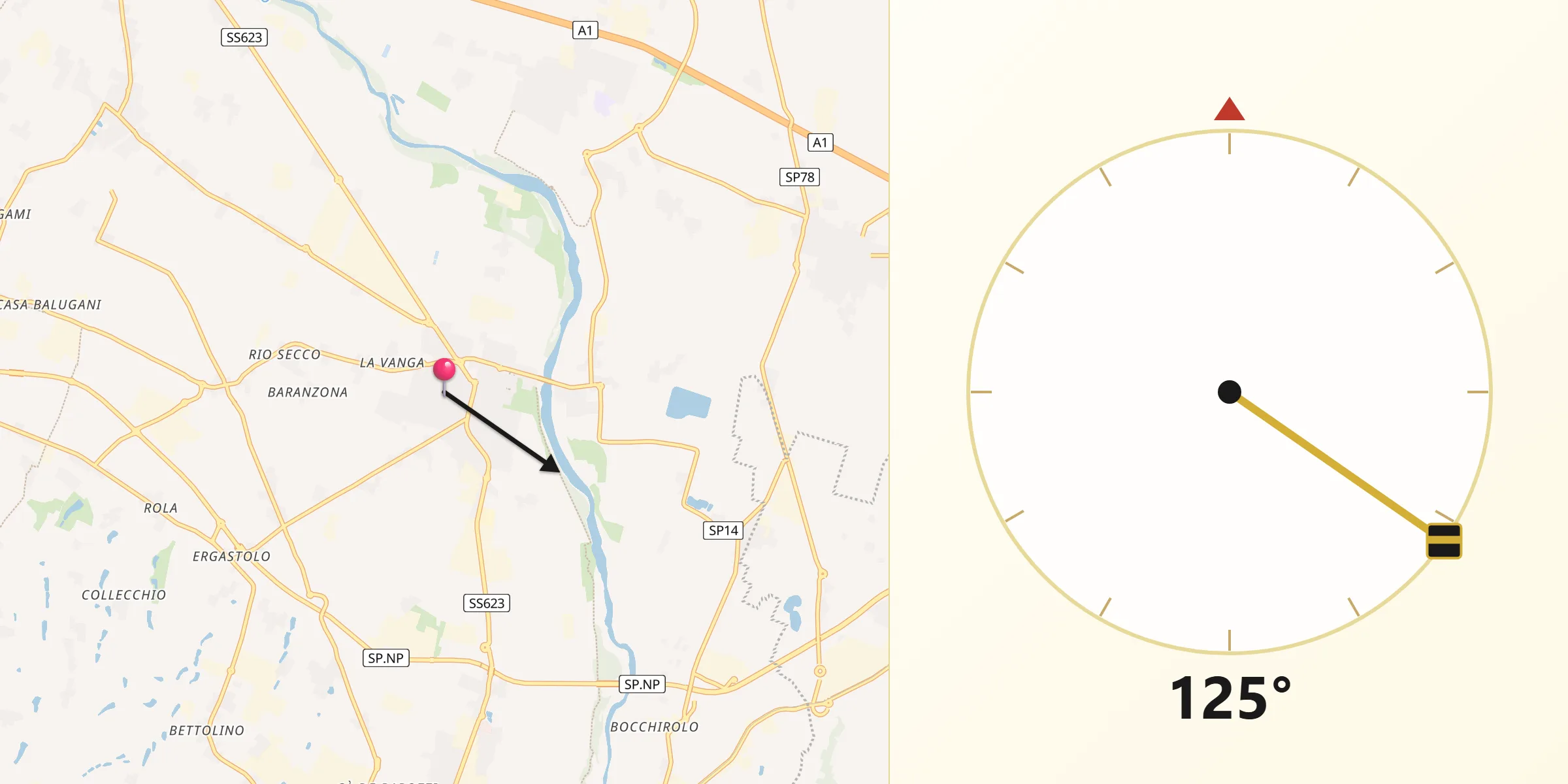 Direzione della Qibla da Spilamberto