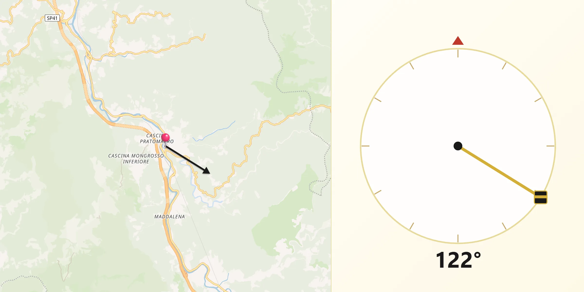 Direzione della Qibla da Campo Ligure