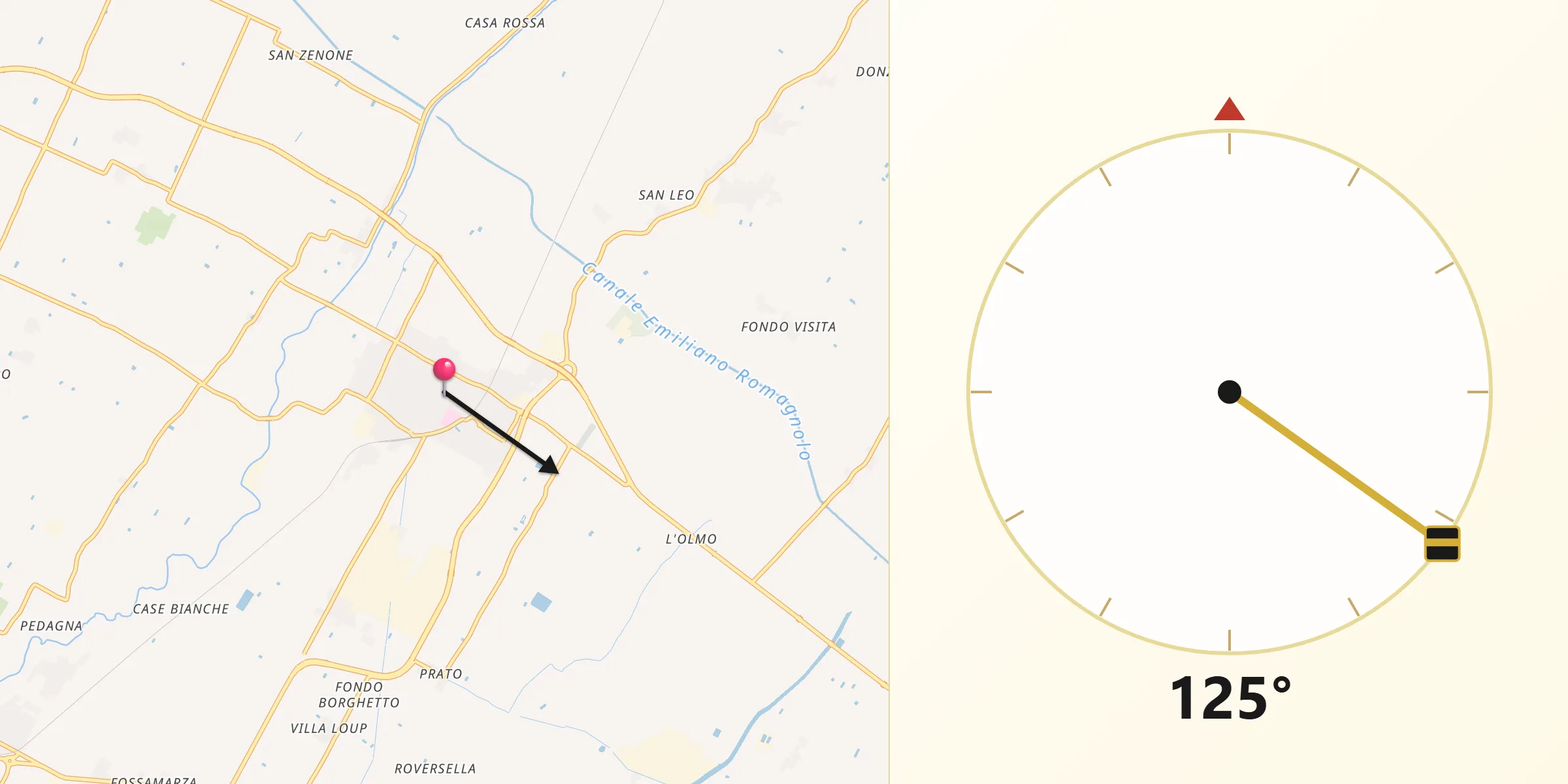 Direzione della Qibla da Budrio