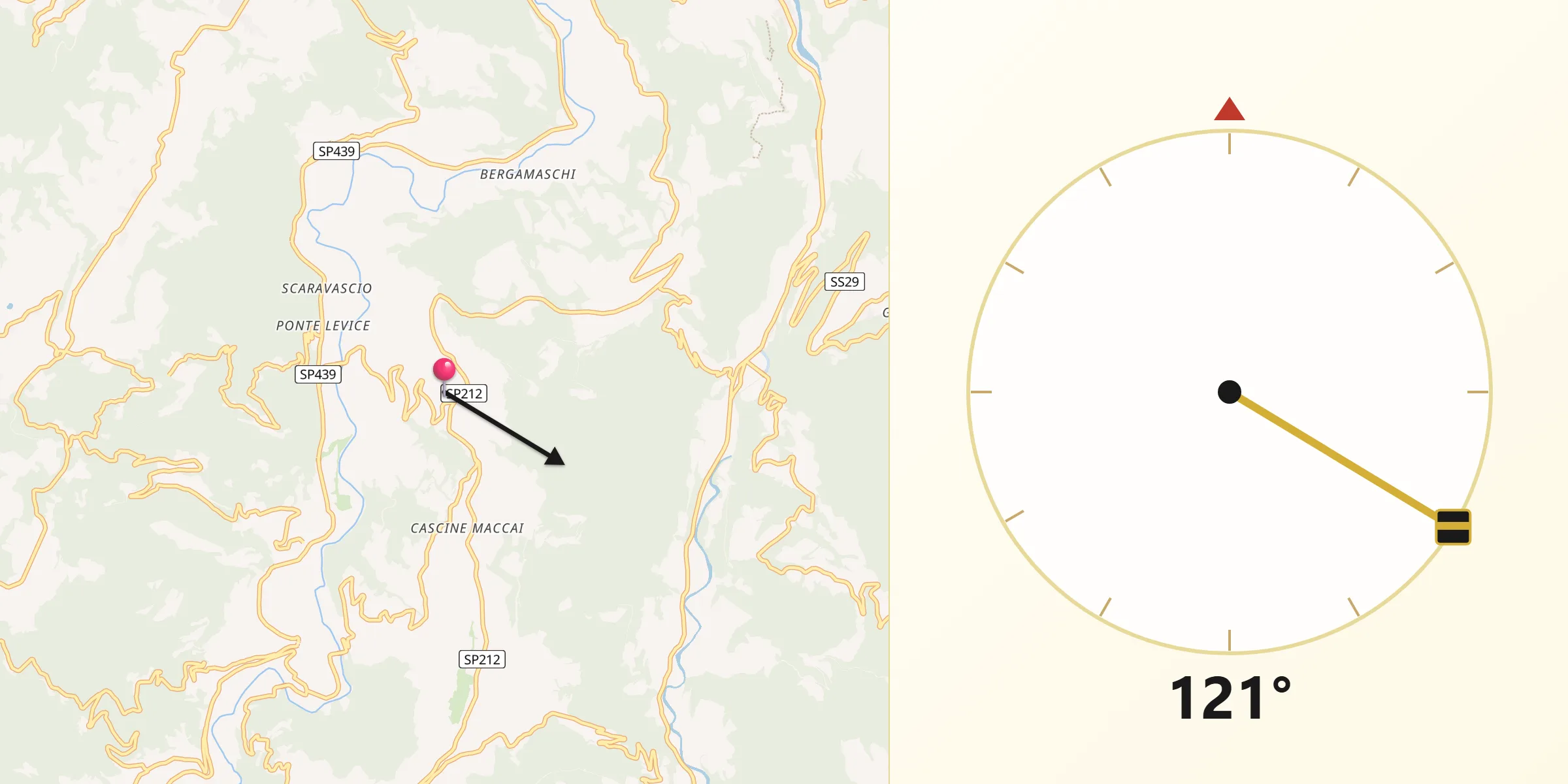 Direzione della Qibla da Levice
