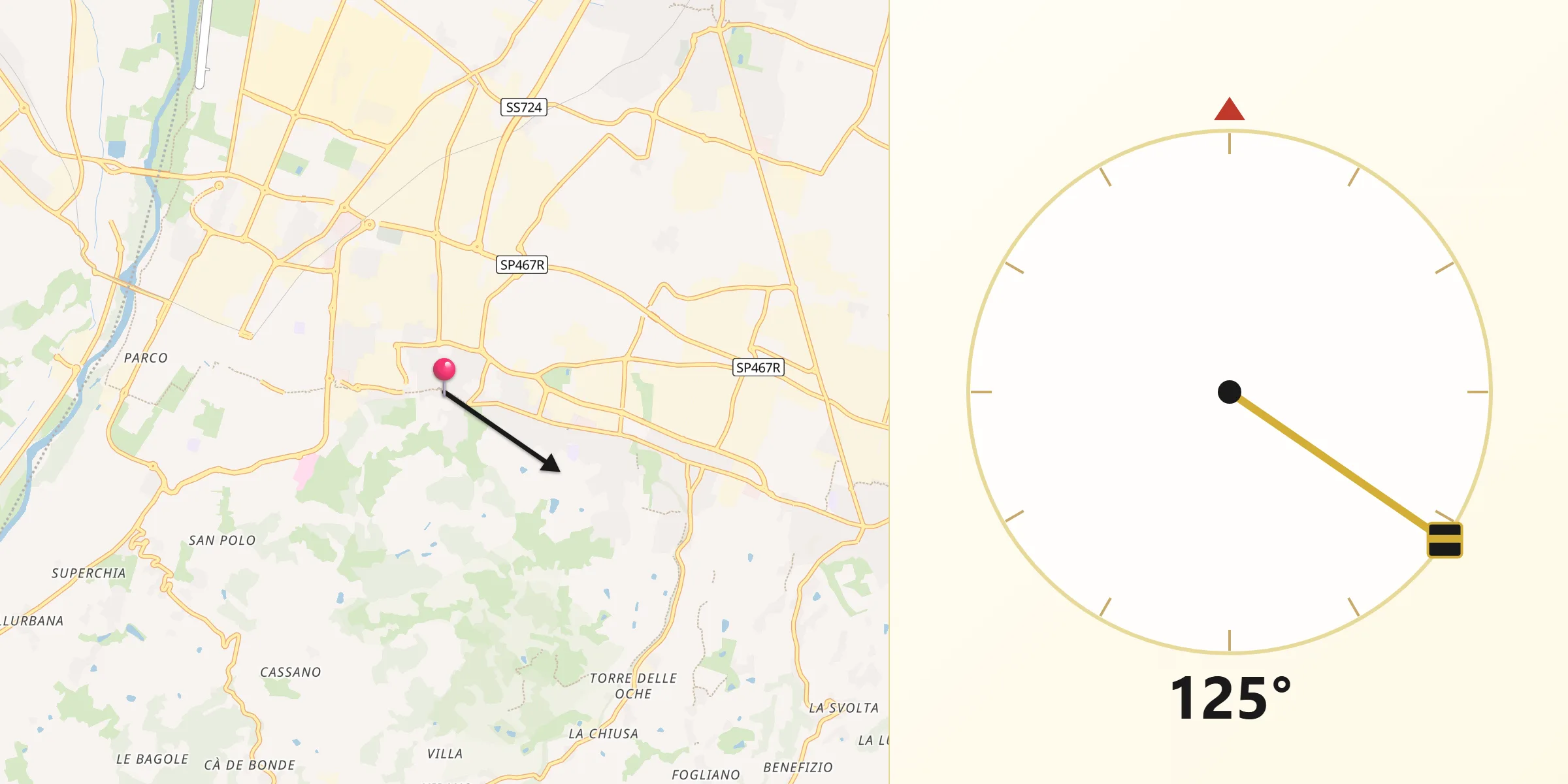 Direzione della Qibla da Fiorano Modenese