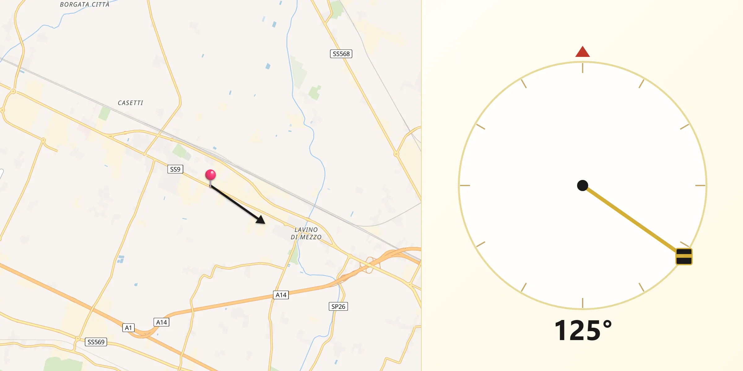 Direzione della Qibla da Anzola dell'Emilia