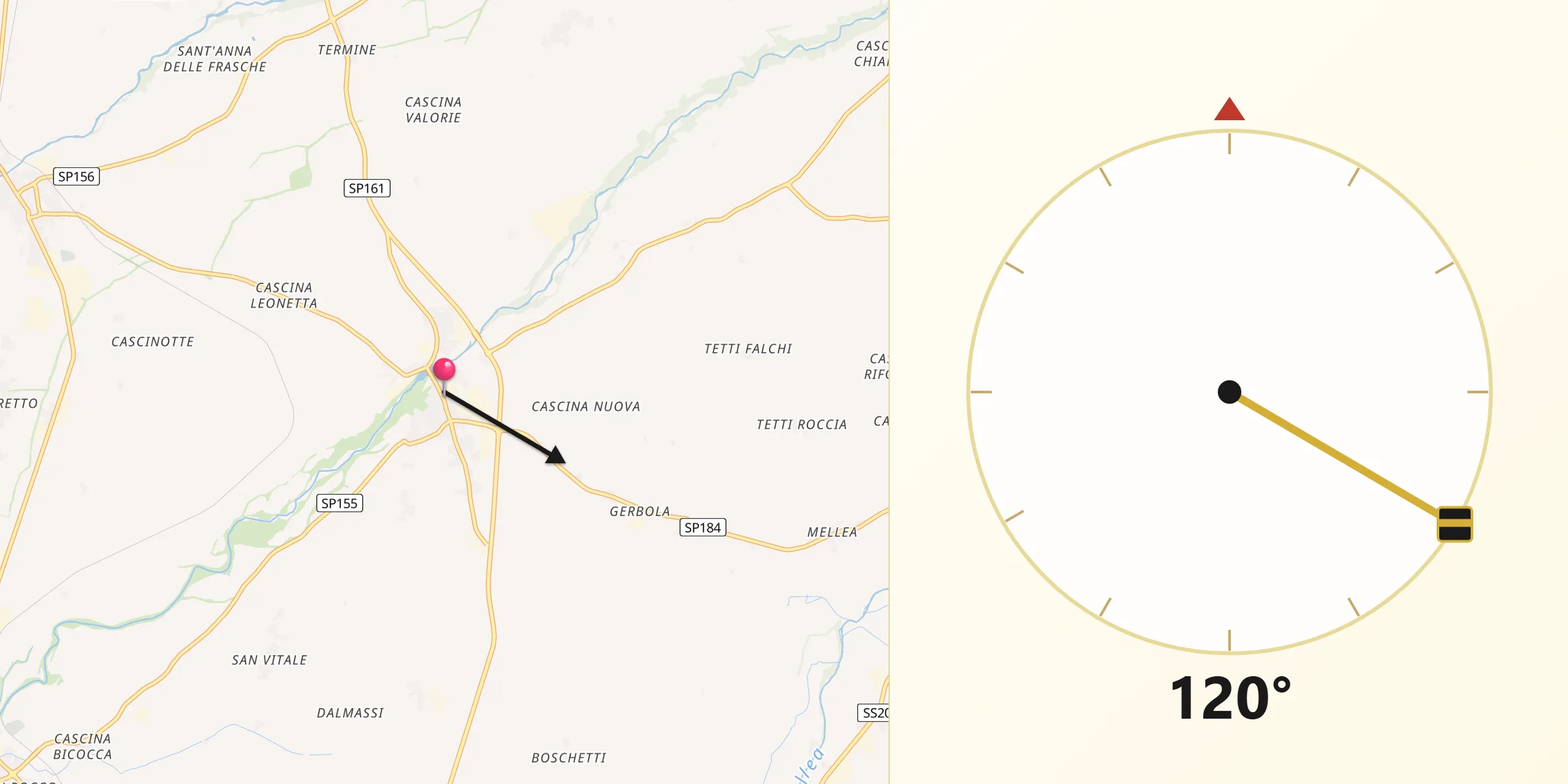 Direzione della Qibla da Villafalletto