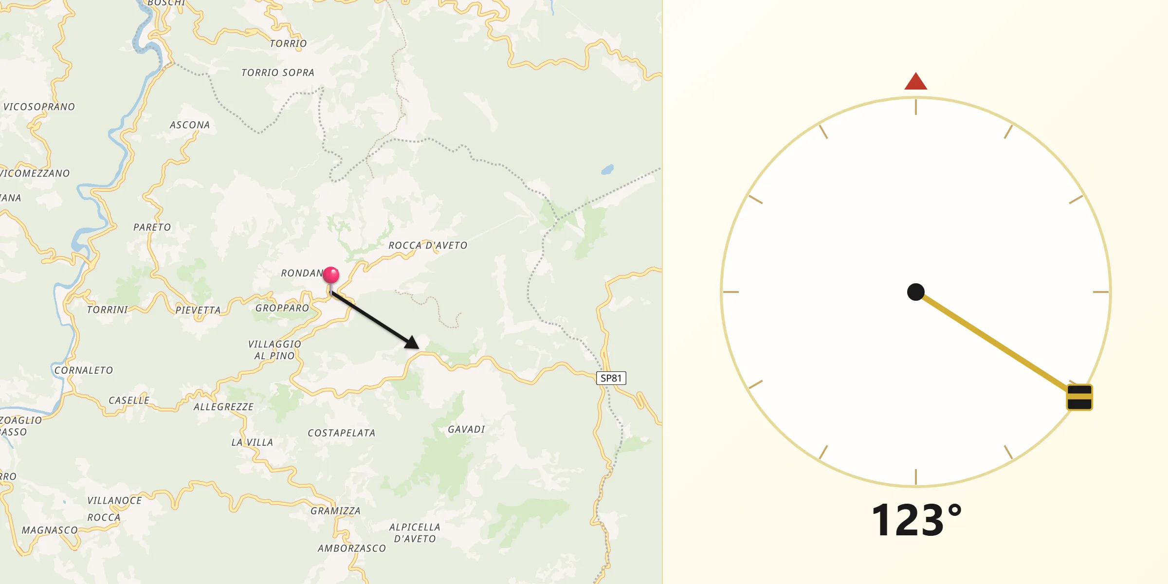 Direzione della Qibla da Santo Stefano d'Aveto