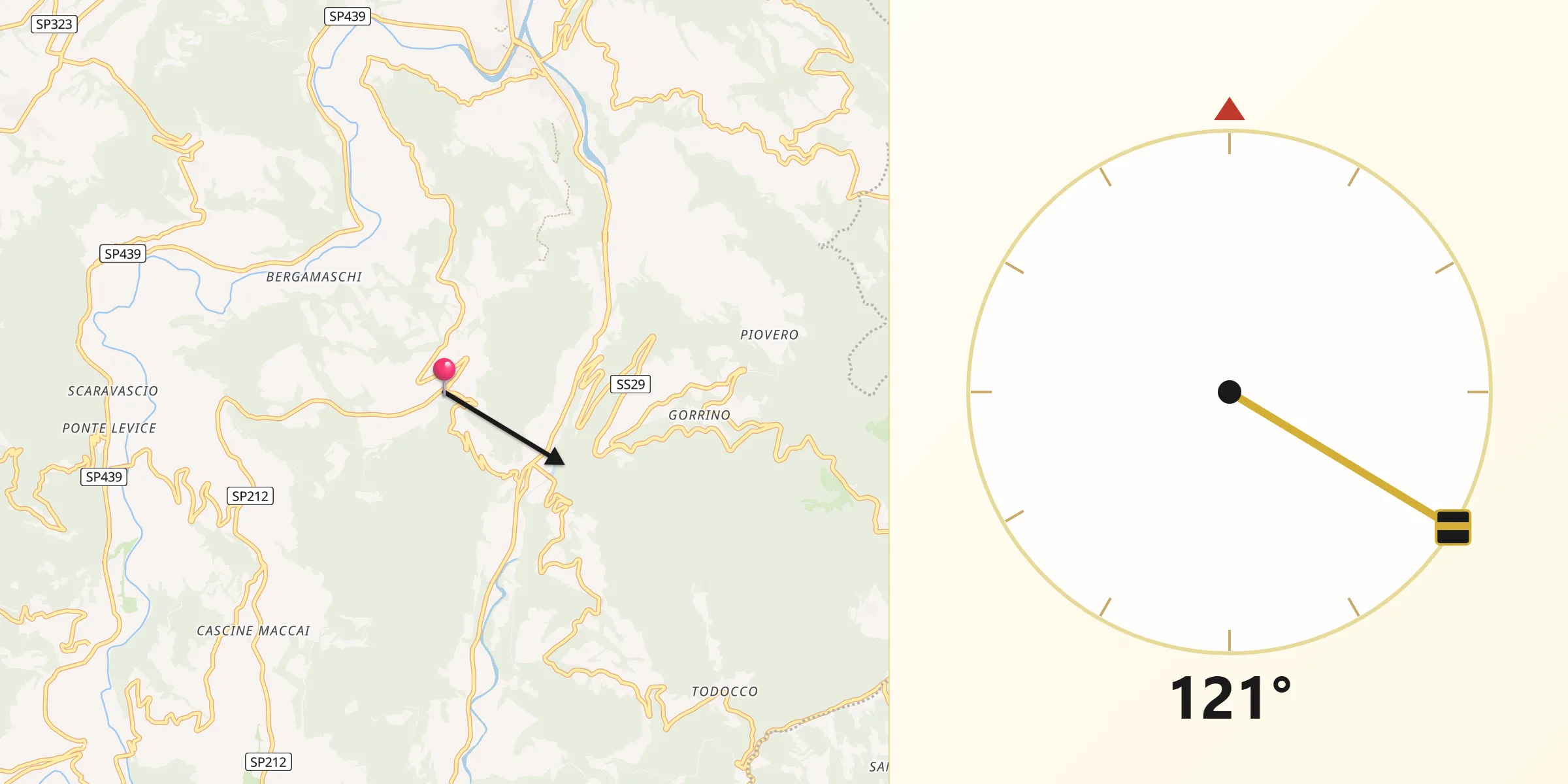 Direzione della Qibla da Bergolo