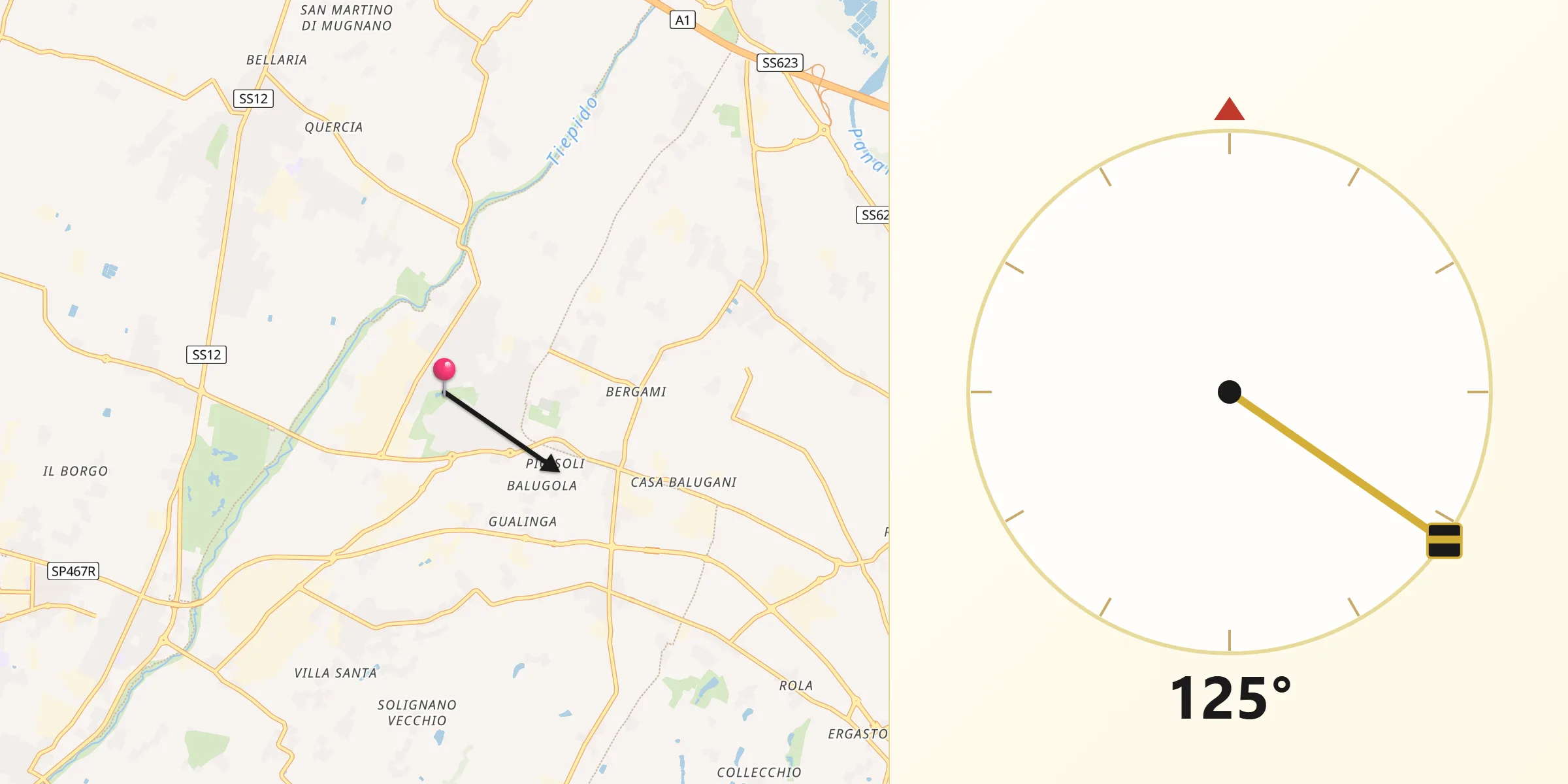Direzione della Qibla da Castelnuovo Rangone