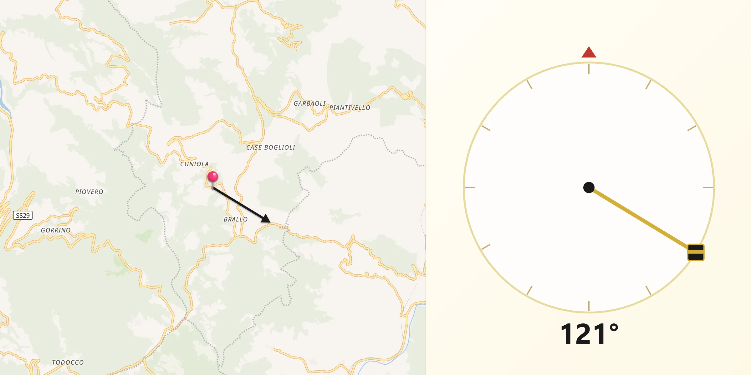 Direzione della Qibla da Serole