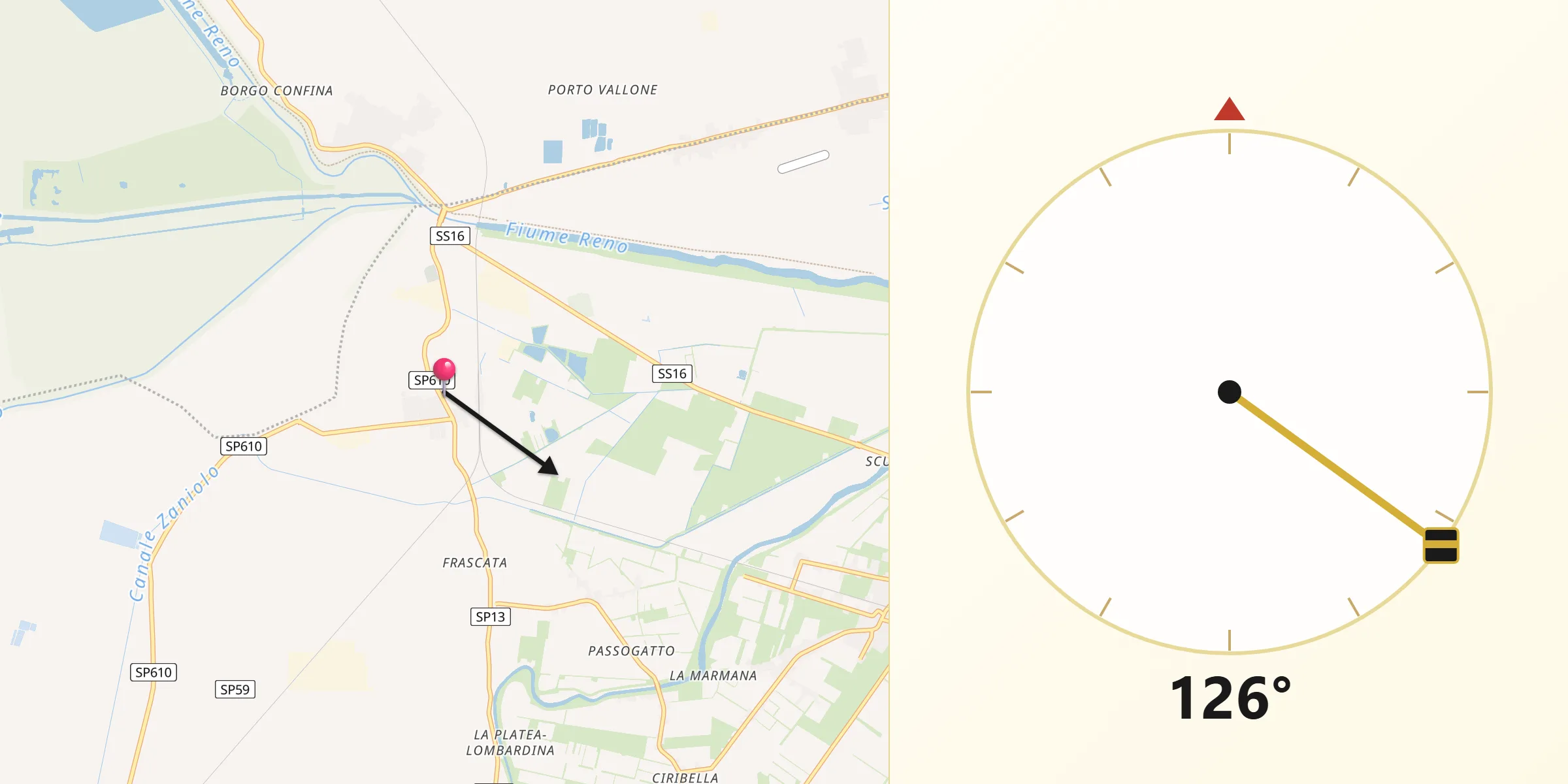 Direzione della Qibla da Lavezzola