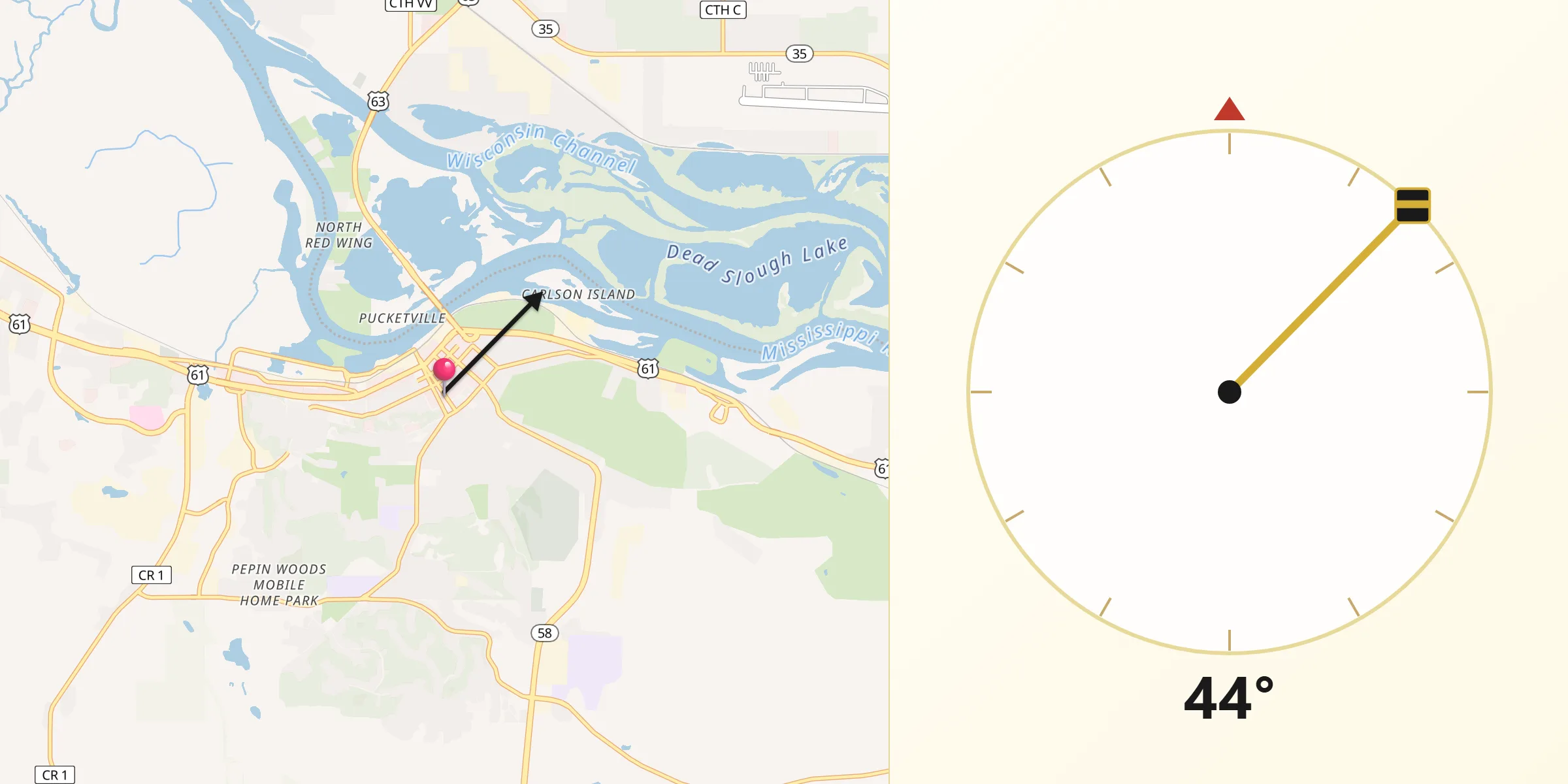 Qibla Direction from Red Wing