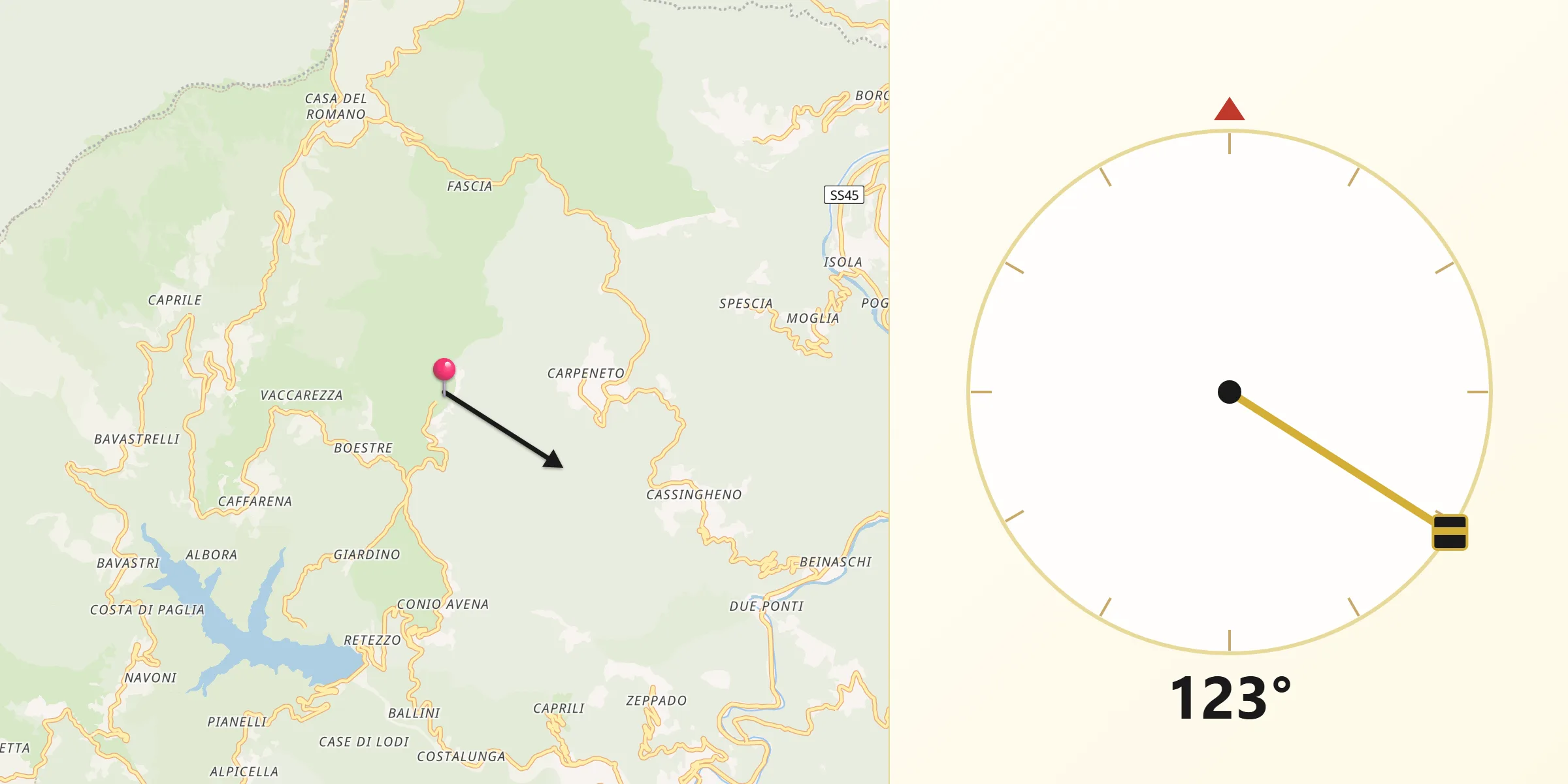 Direzione della Qibla da Rondanina