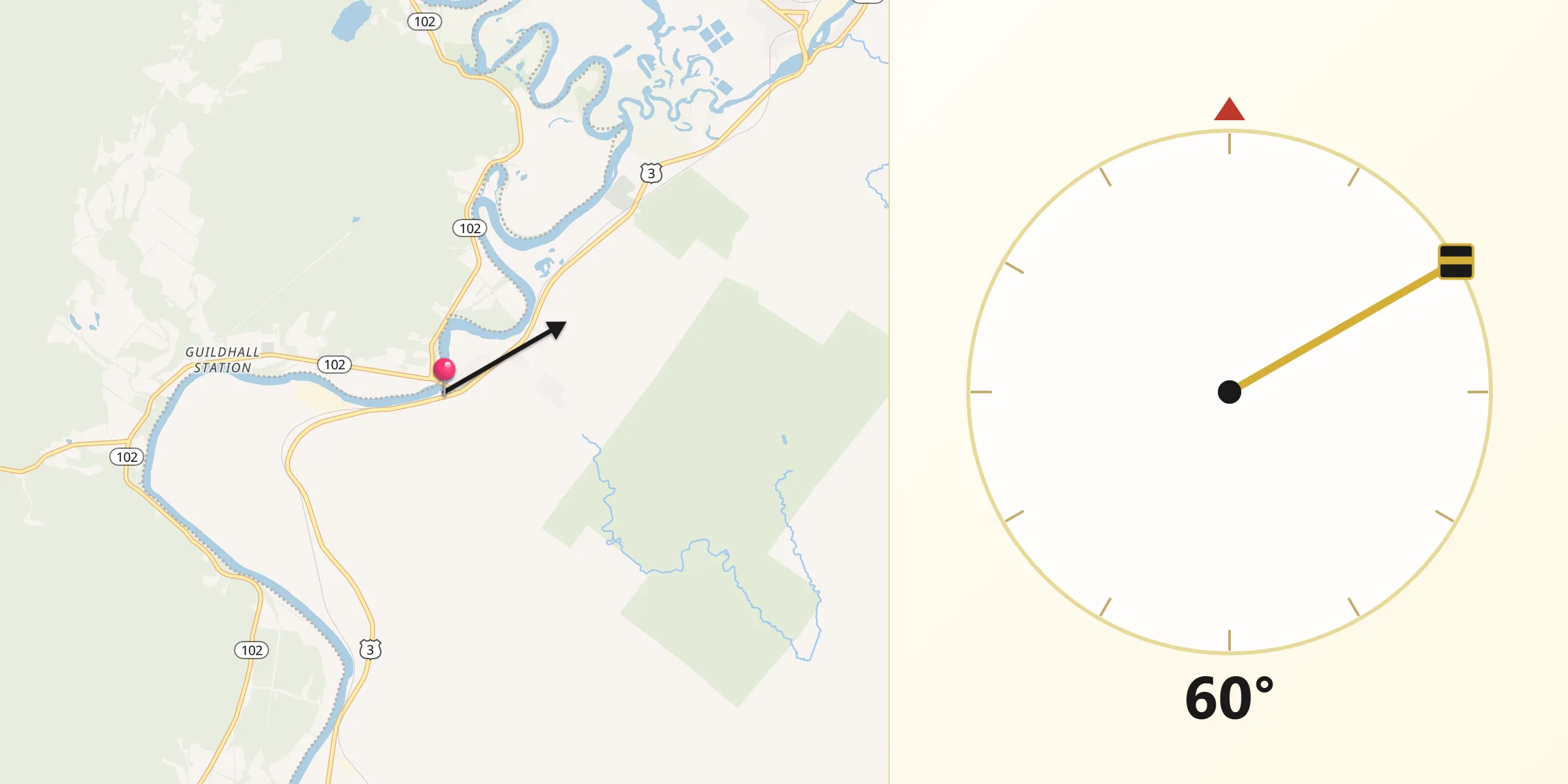 Qibla Direction from Northumberland