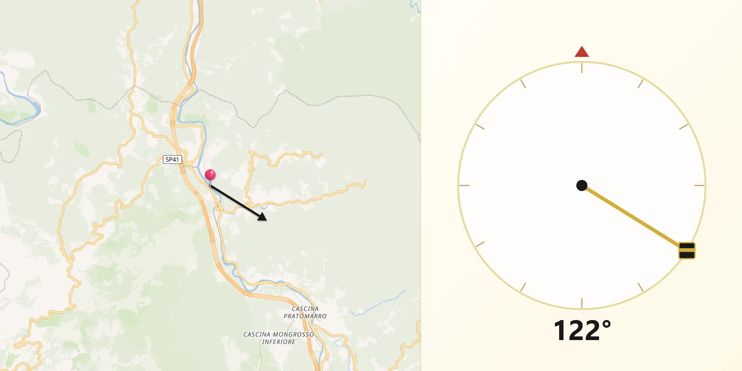 Direzione della Qibla da Rossiglione