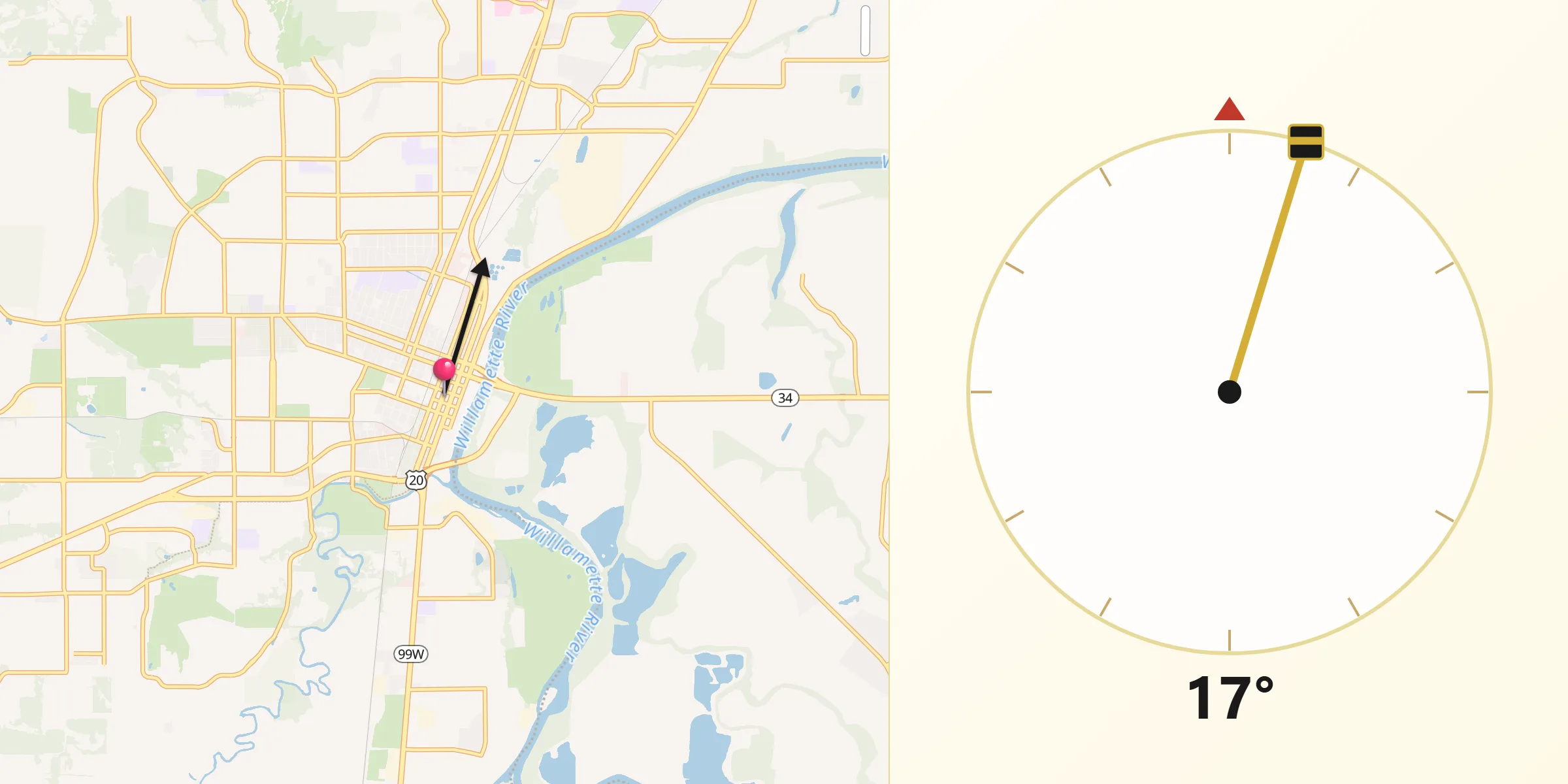 Qibla Direction from Corvallis