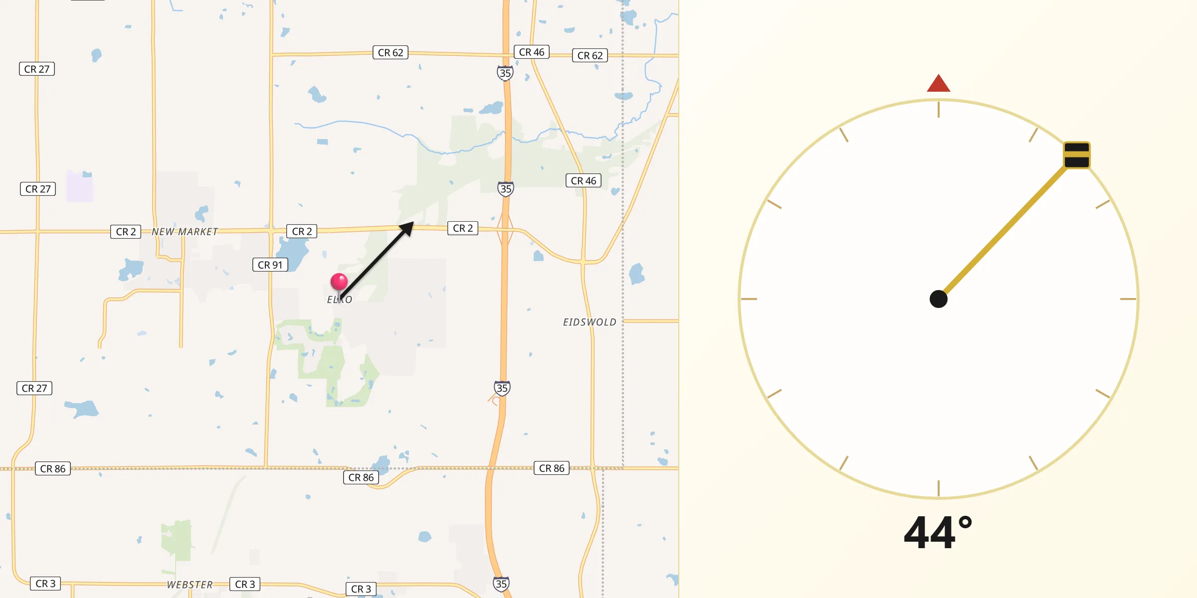 Qibla Direction from Elko New Market