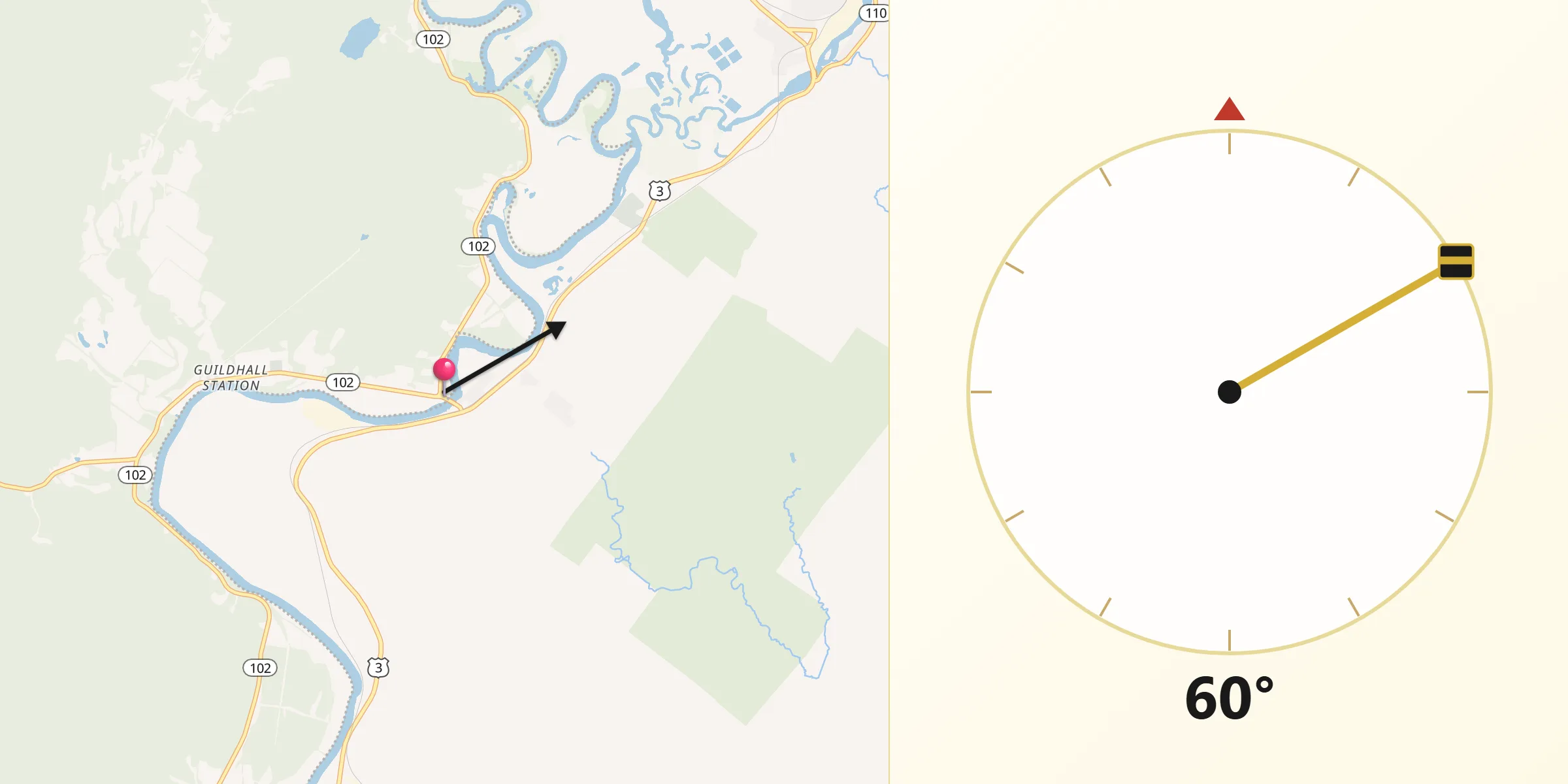 Qibla Direction from Guildhall