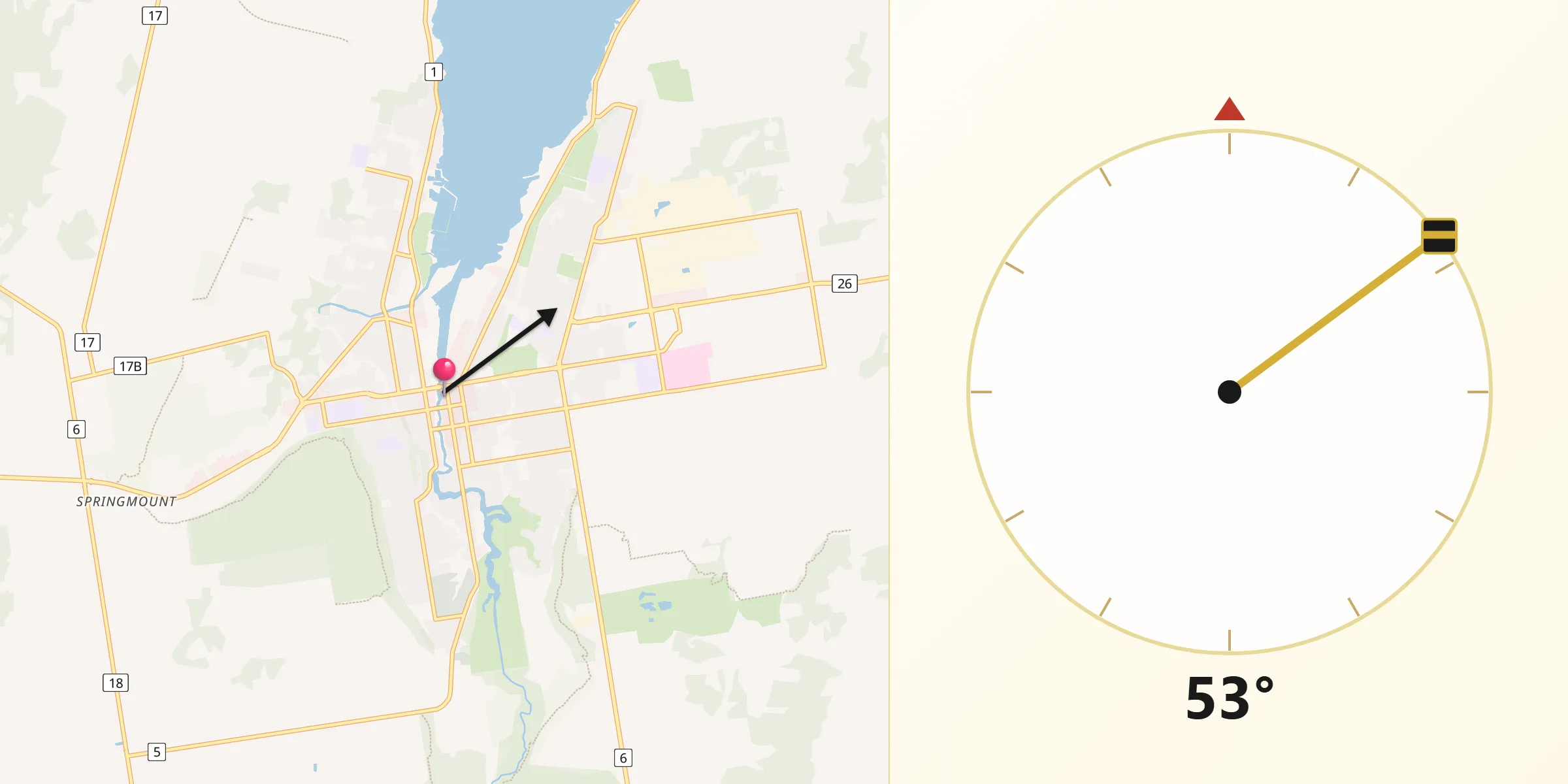 Qibla Direction from Owen Sound