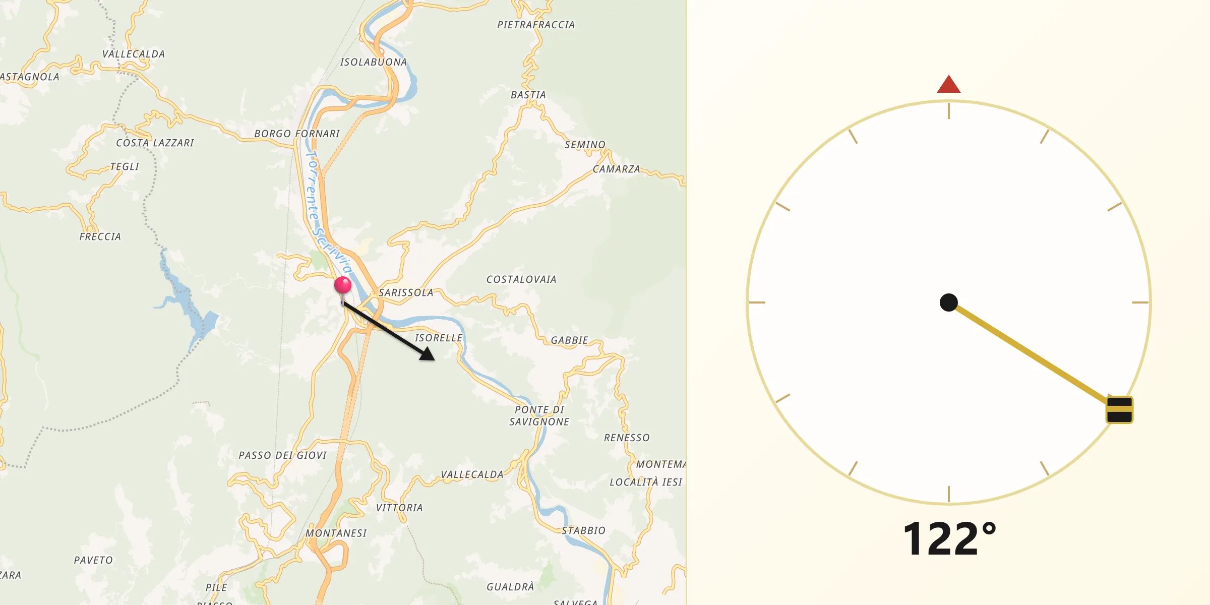 Direzione della Qibla da Busalla