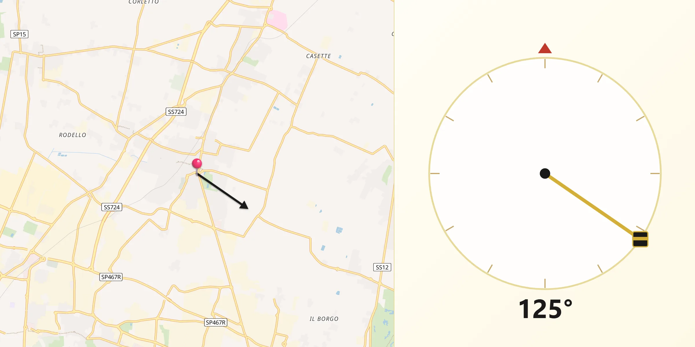 Direzione della Qibla da Formigine