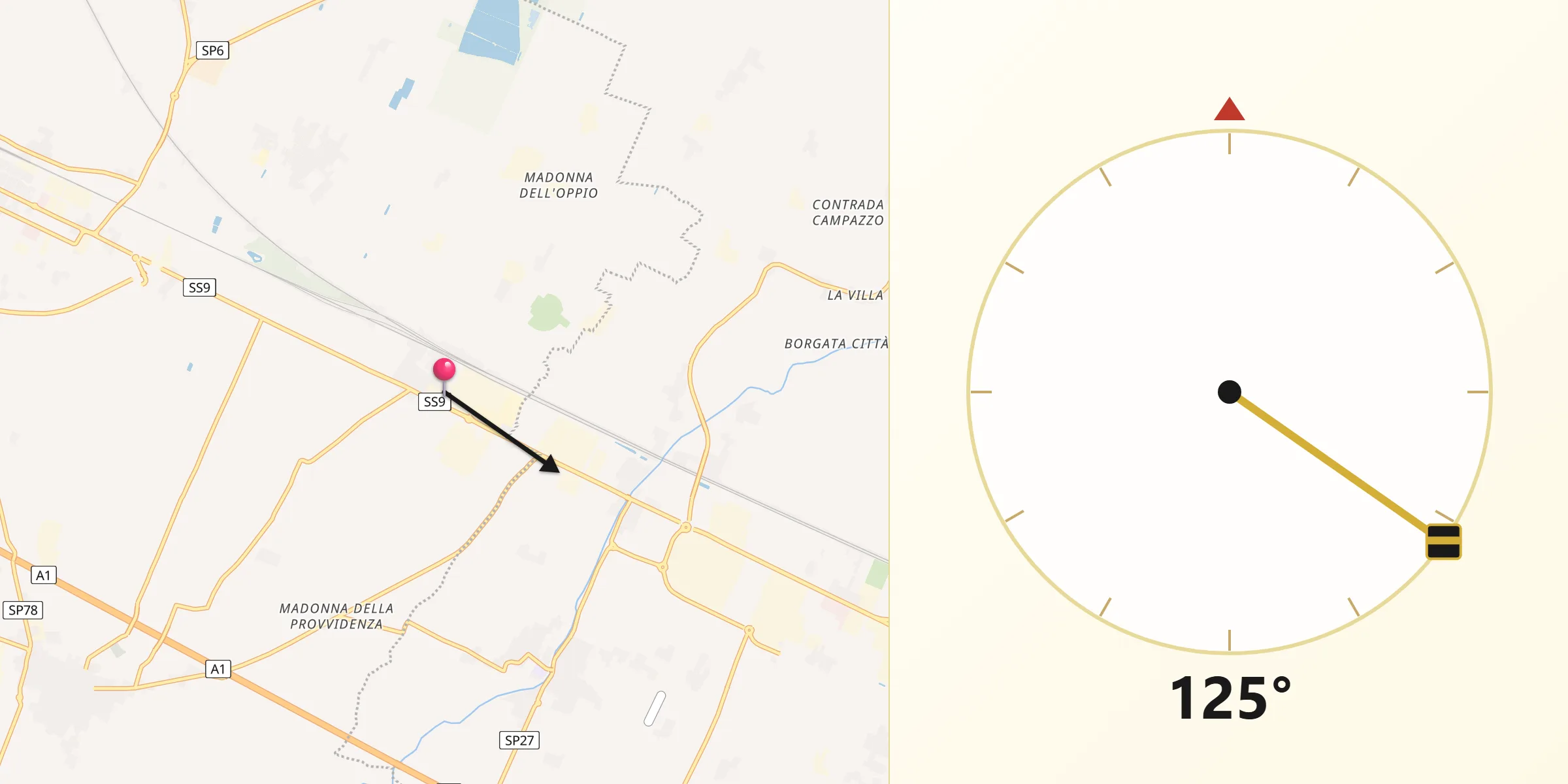 Direzione della Qibla da Cavazzona
