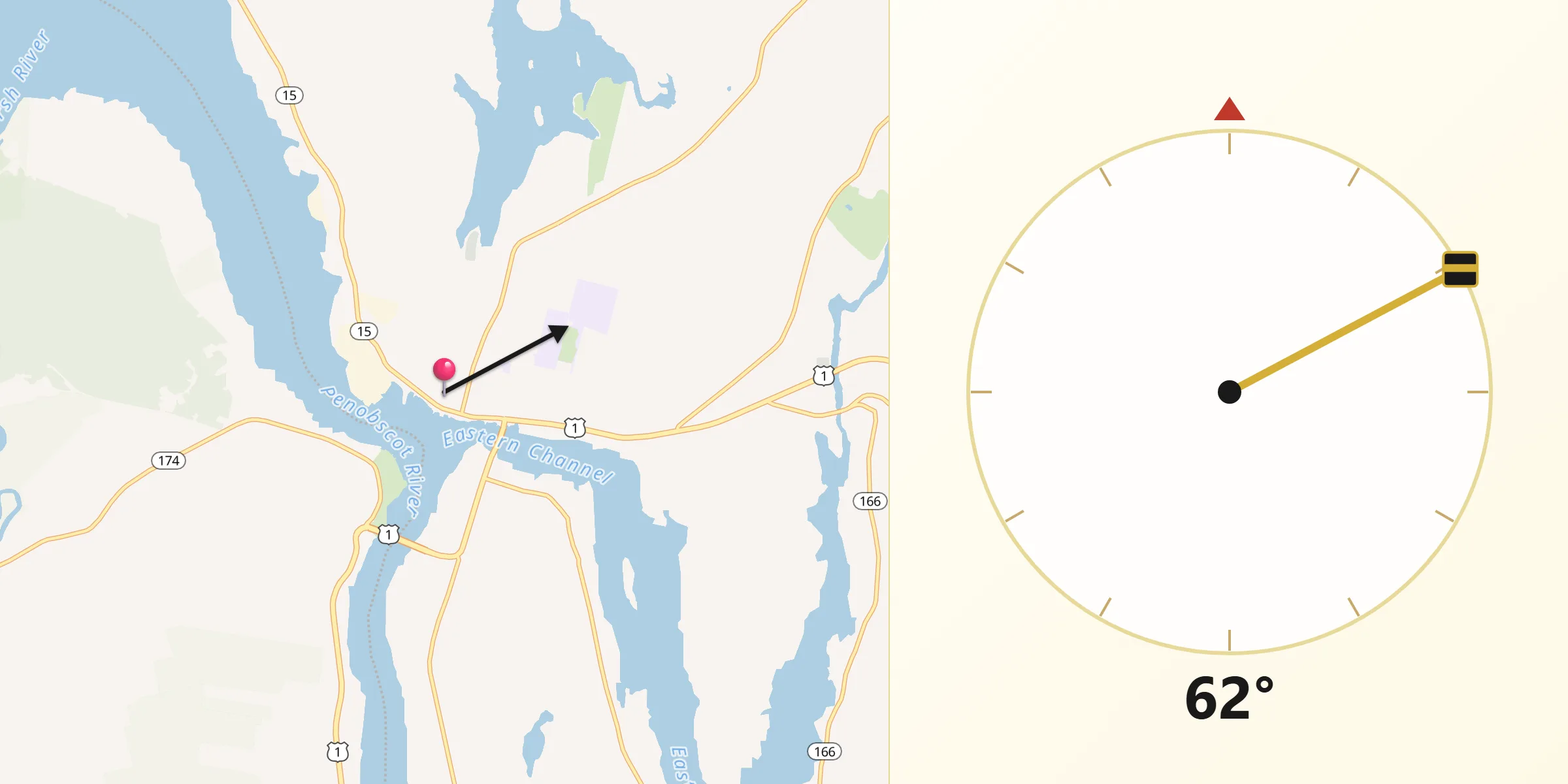 Qibla Direction from Bucksport