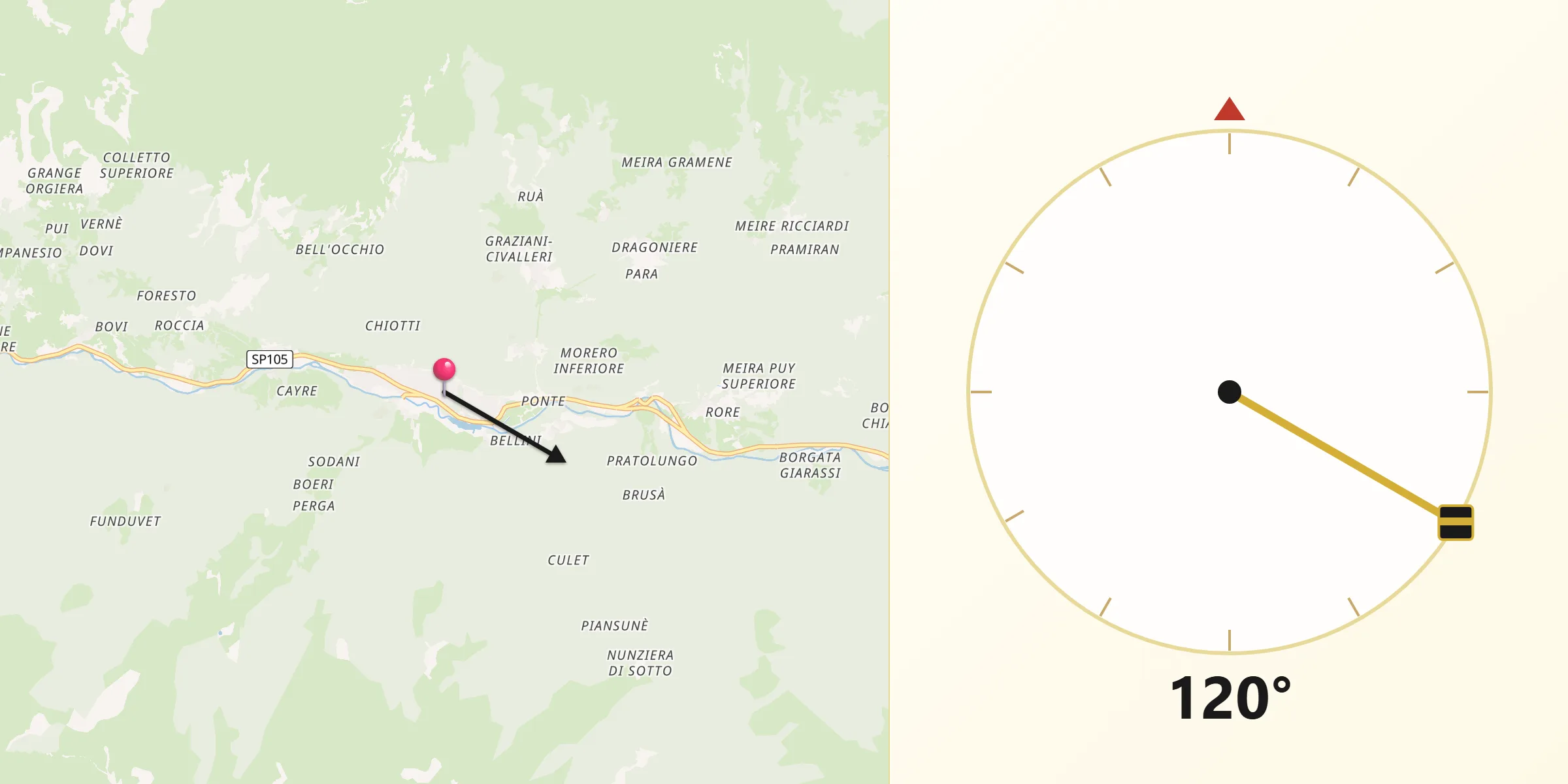 Direzione della Qibla da Sampeyre