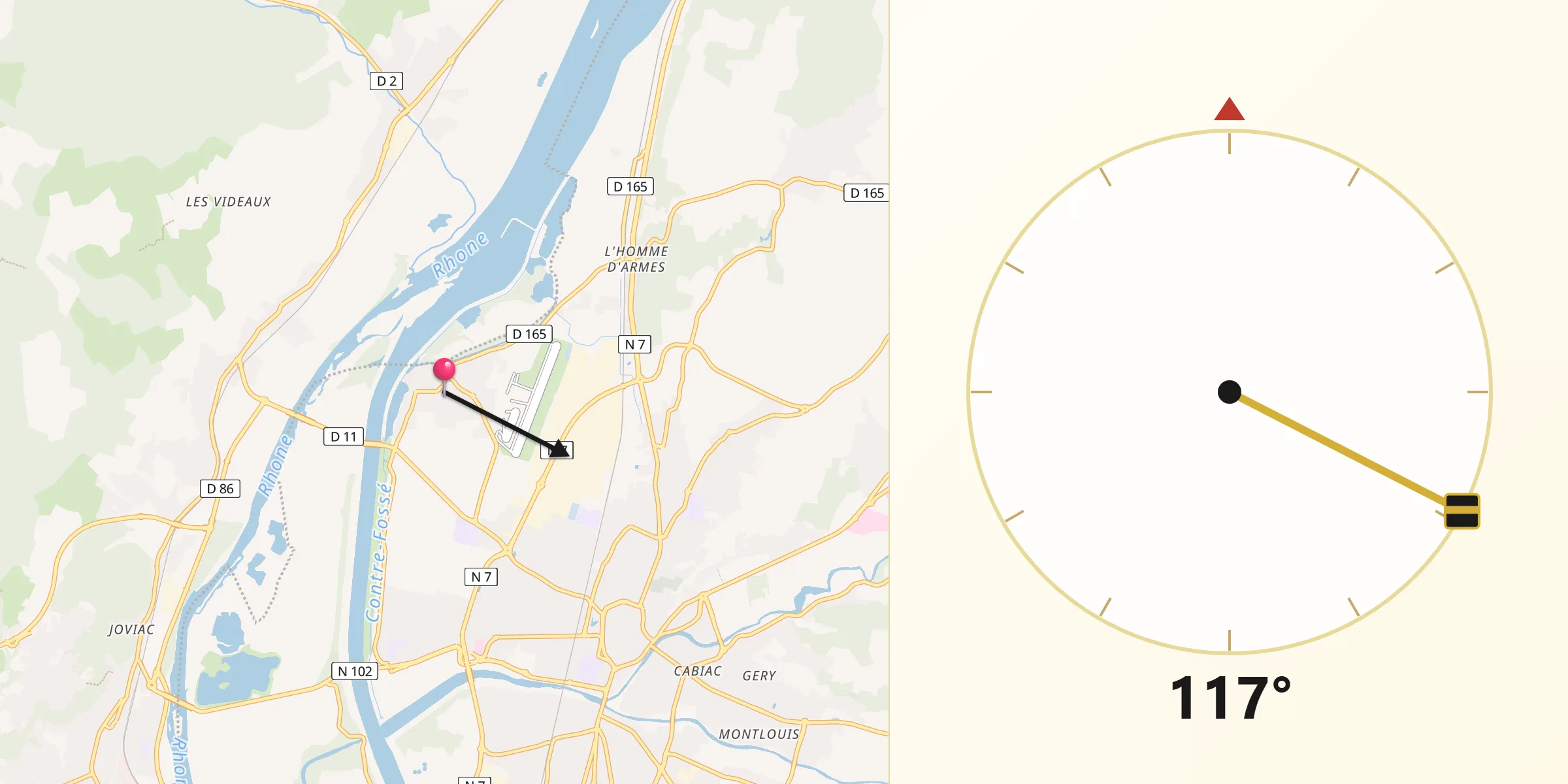 Direction vers la Qibla depuis Ancône