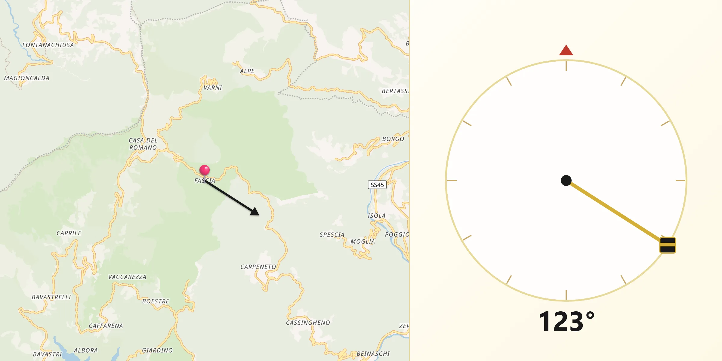 Direzione della Qibla da Fascia