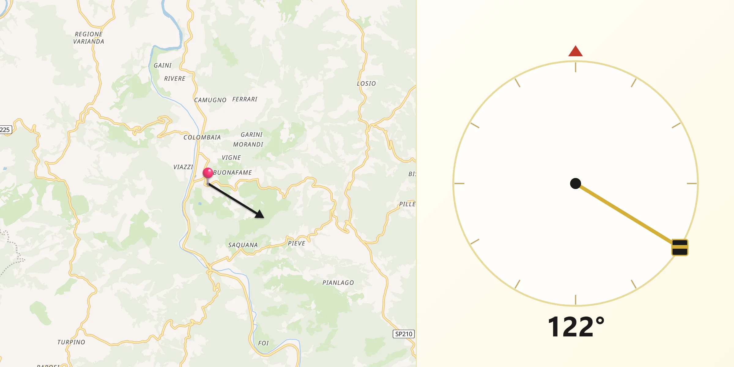 Direzione della Qibla da Cartosio