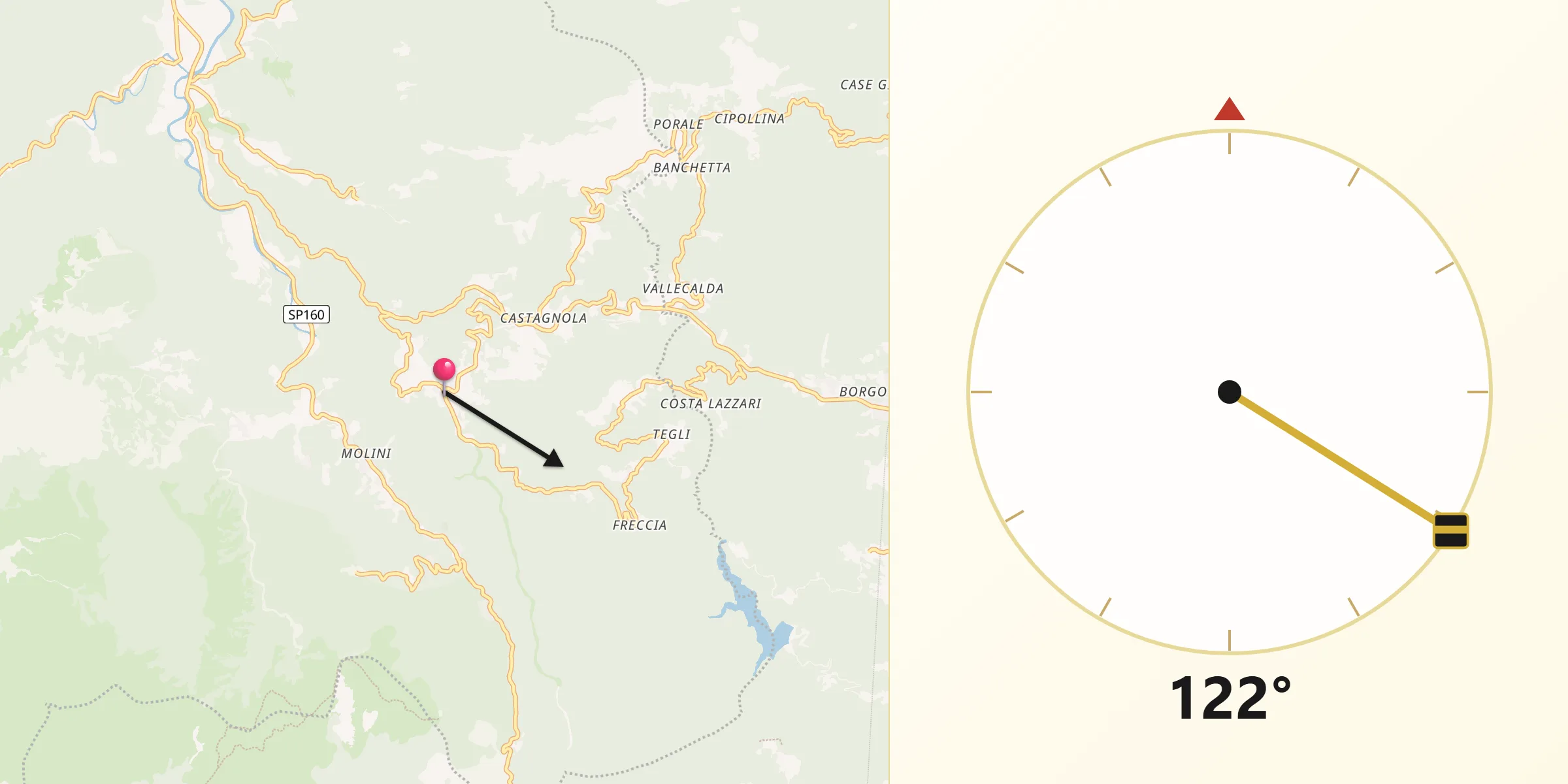 Direzione della Qibla da Fraconalto