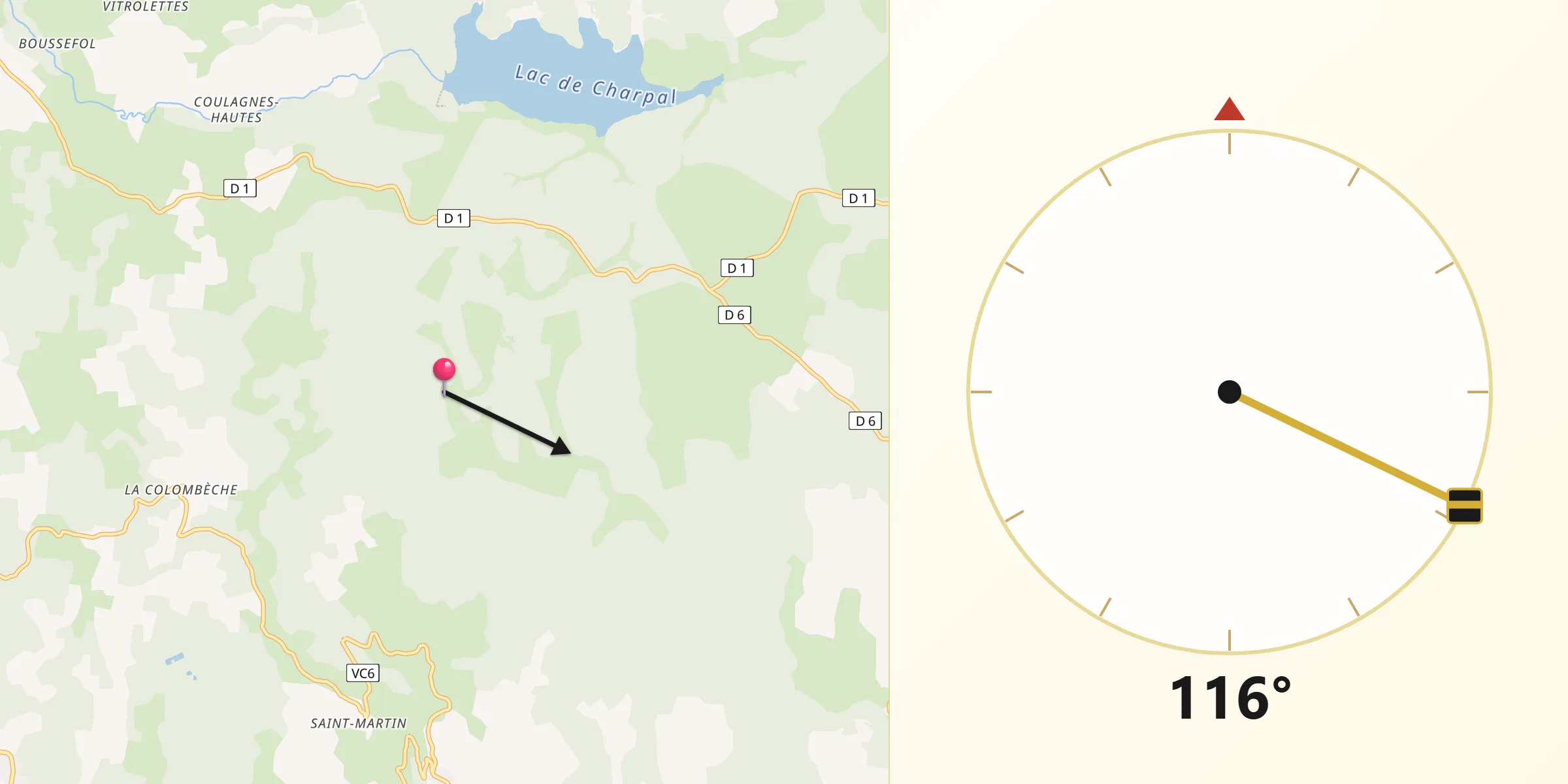Direction vers la Qibla depuis Laubert