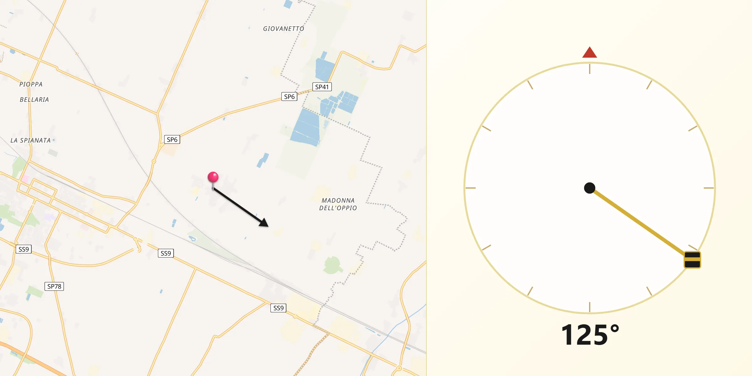 Direzione della Qibla da Manzolino