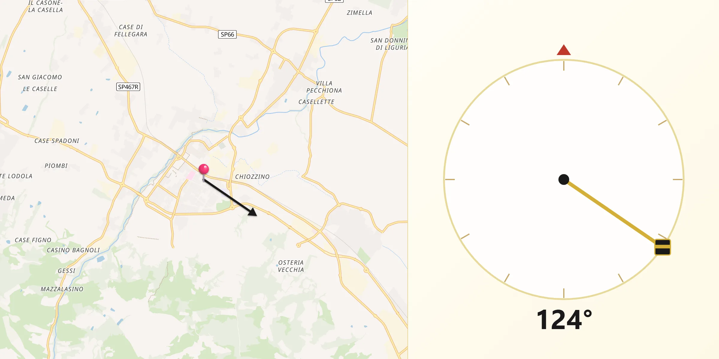 Direzione della Qibla da Scandiano