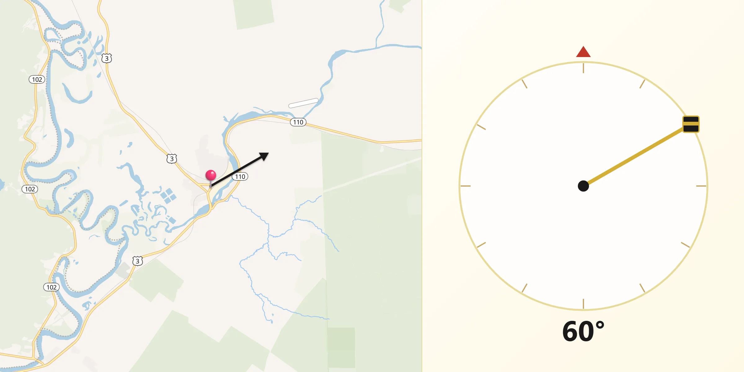 Qibla Direction from Groveton