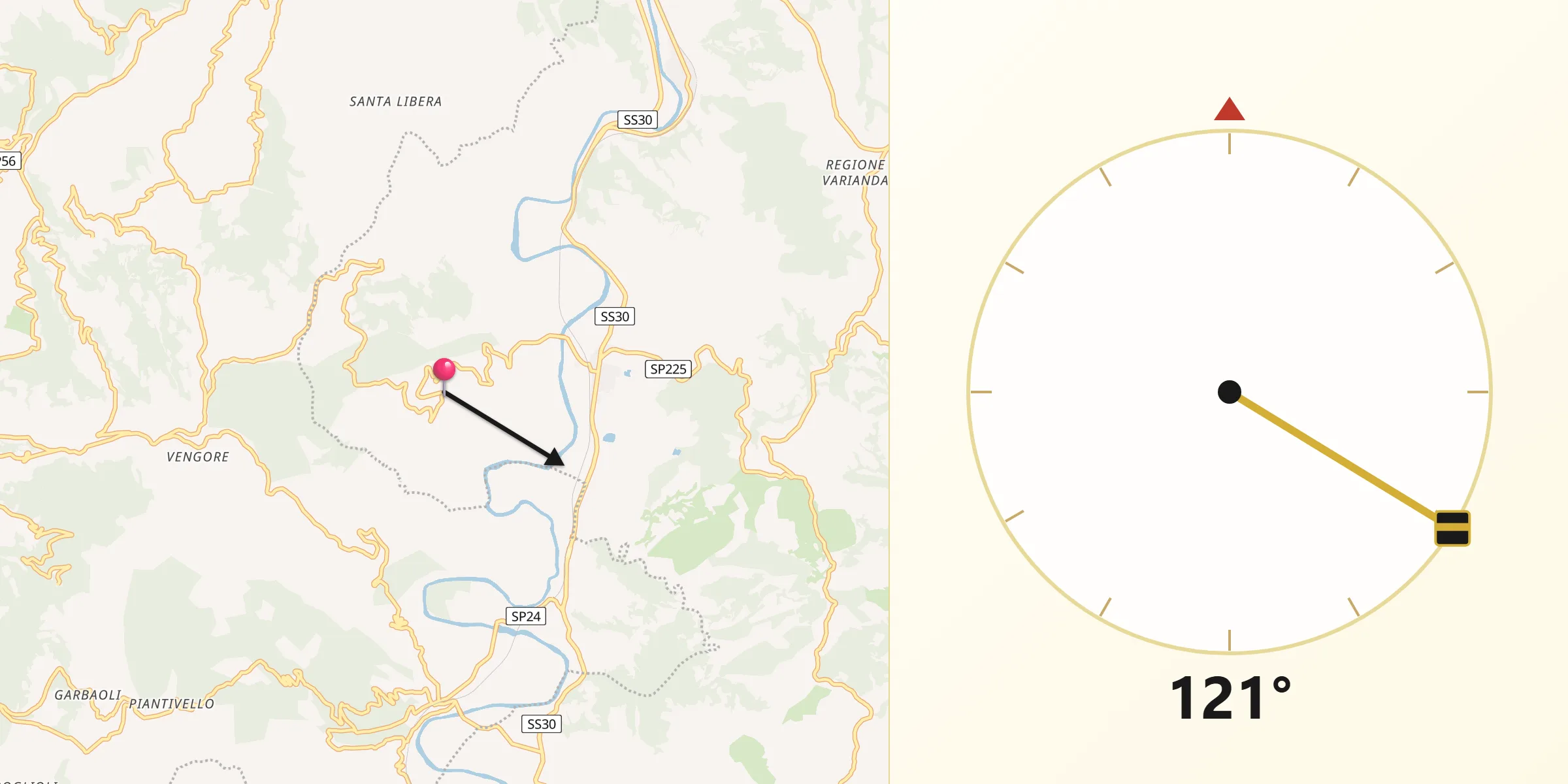 Direzione della Qibla da Denice