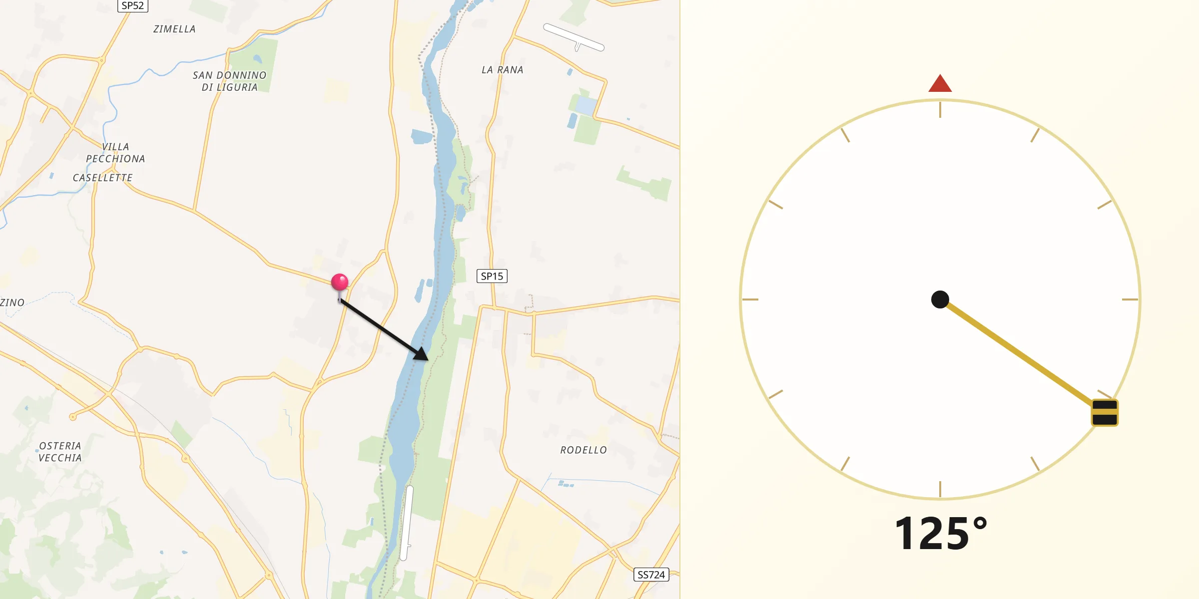 Direzione della Qibla da Salvaterra