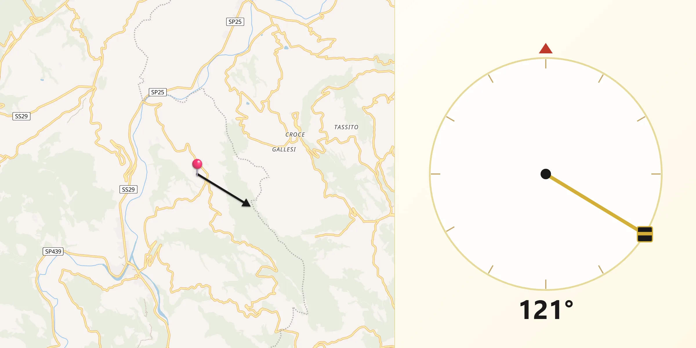 Direzione della Qibla da Perletto