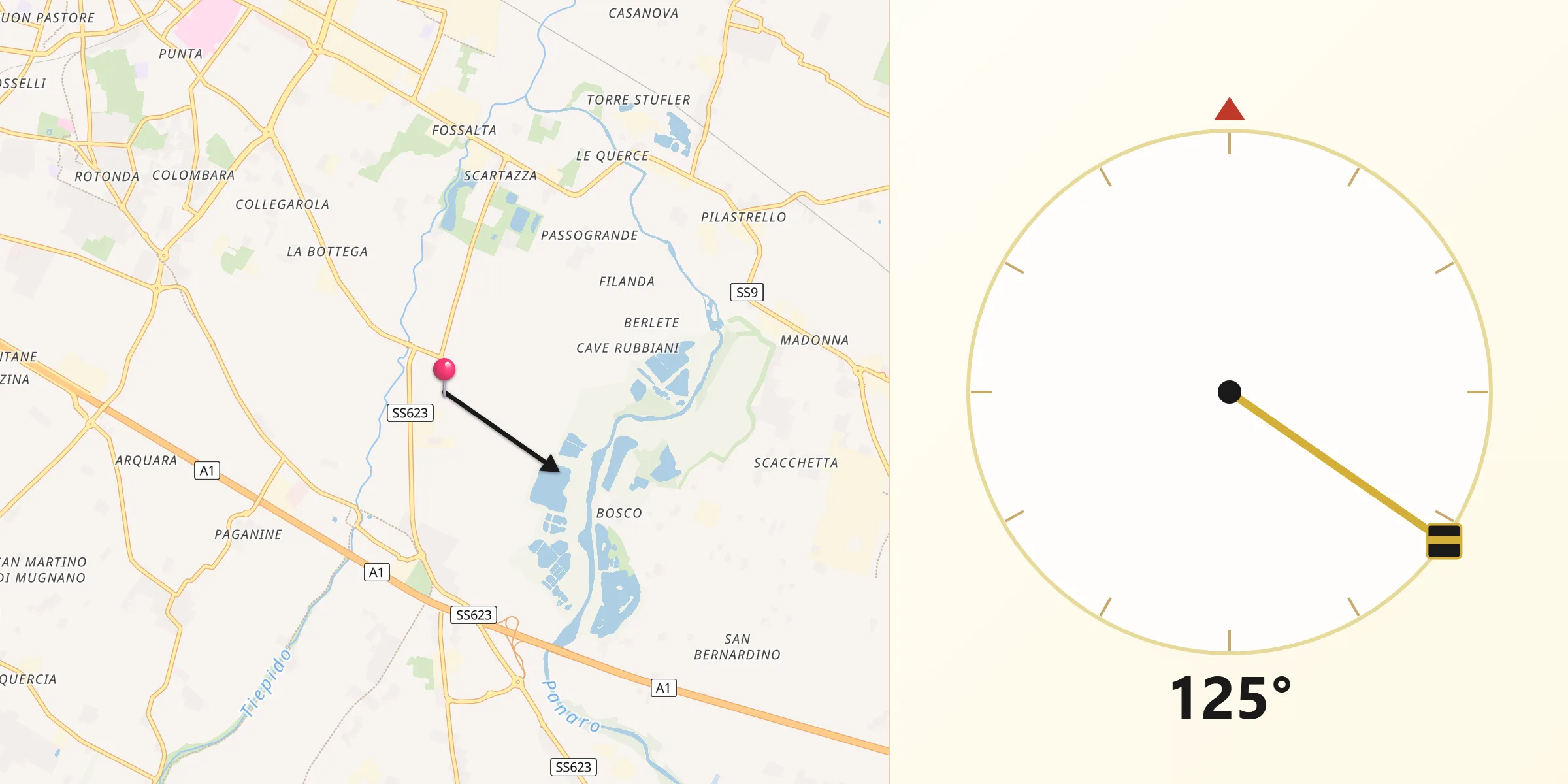 Direzione della Qibla da San Damaso