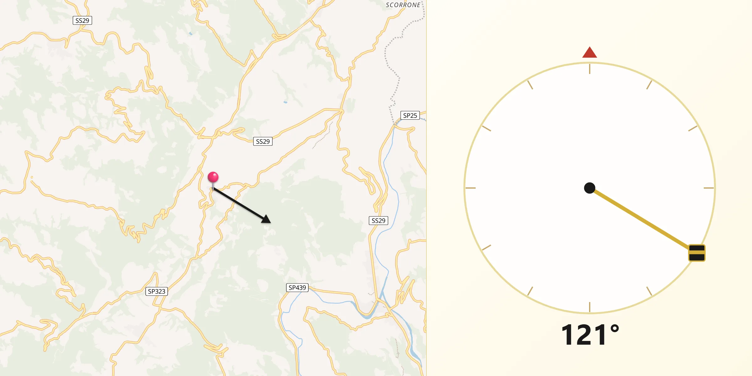 Direzione della Qibla da Bosia