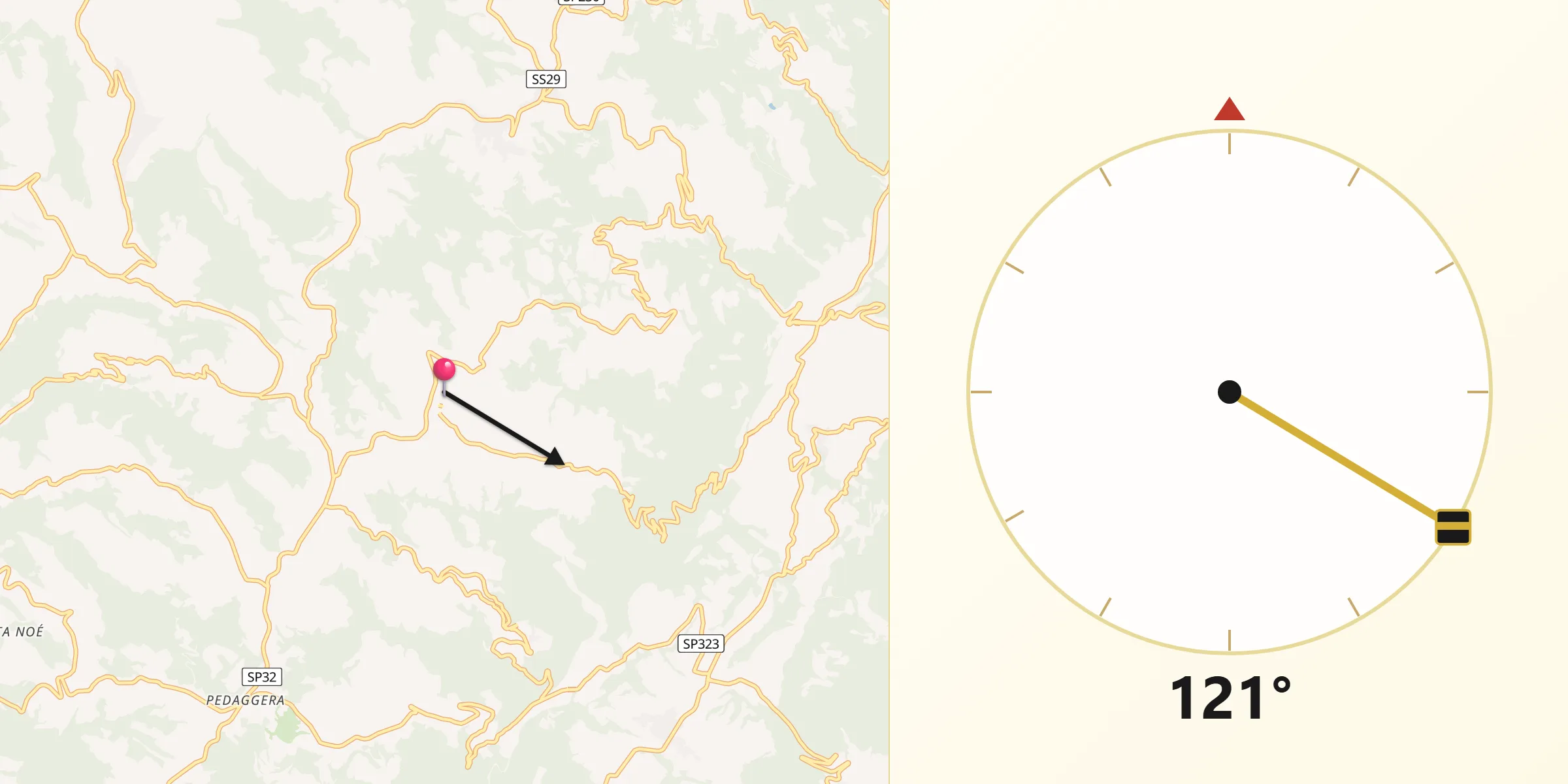 Direzione della Qibla da Lequio Berria