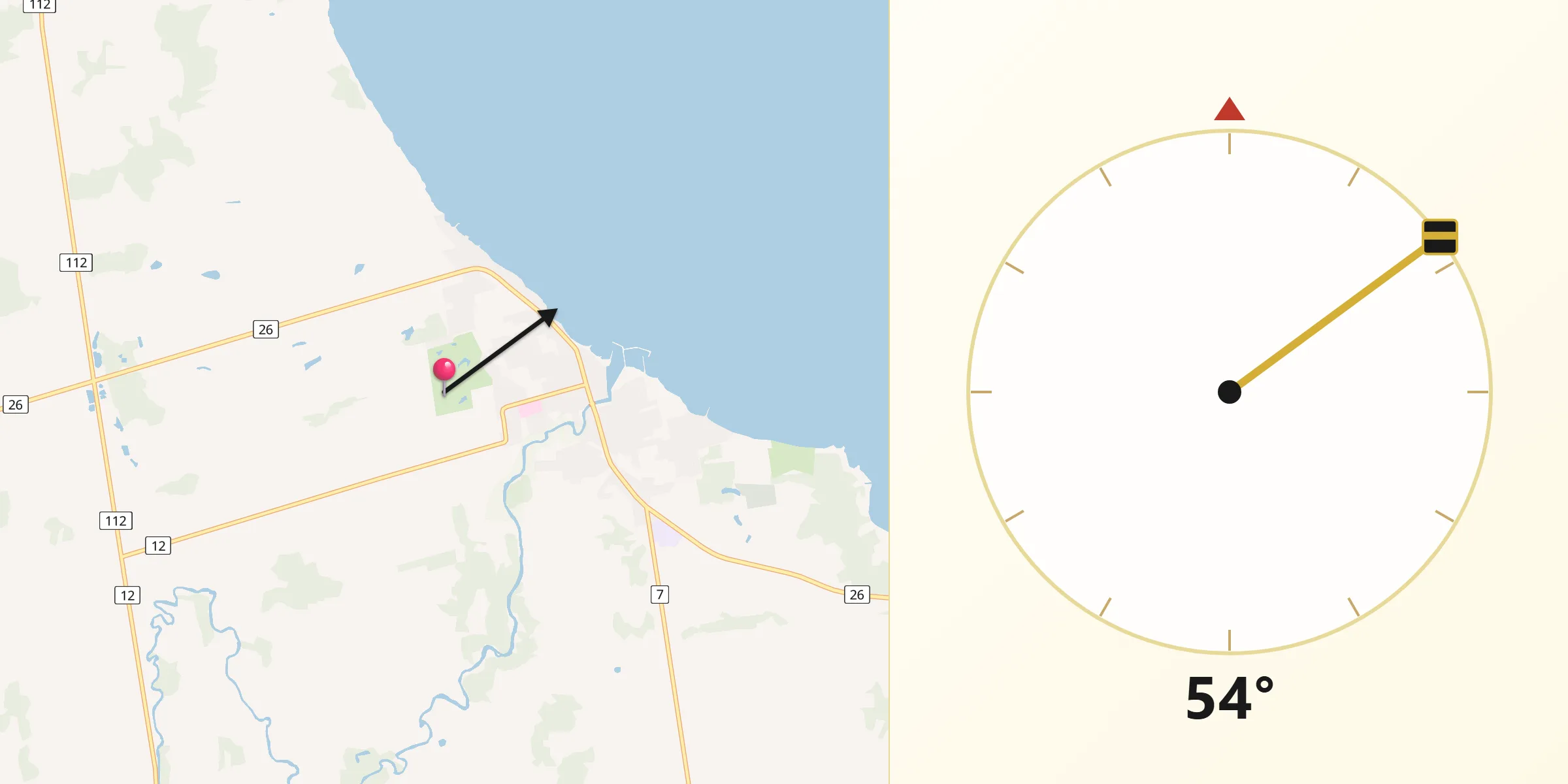 Qibla Direction from Meaford