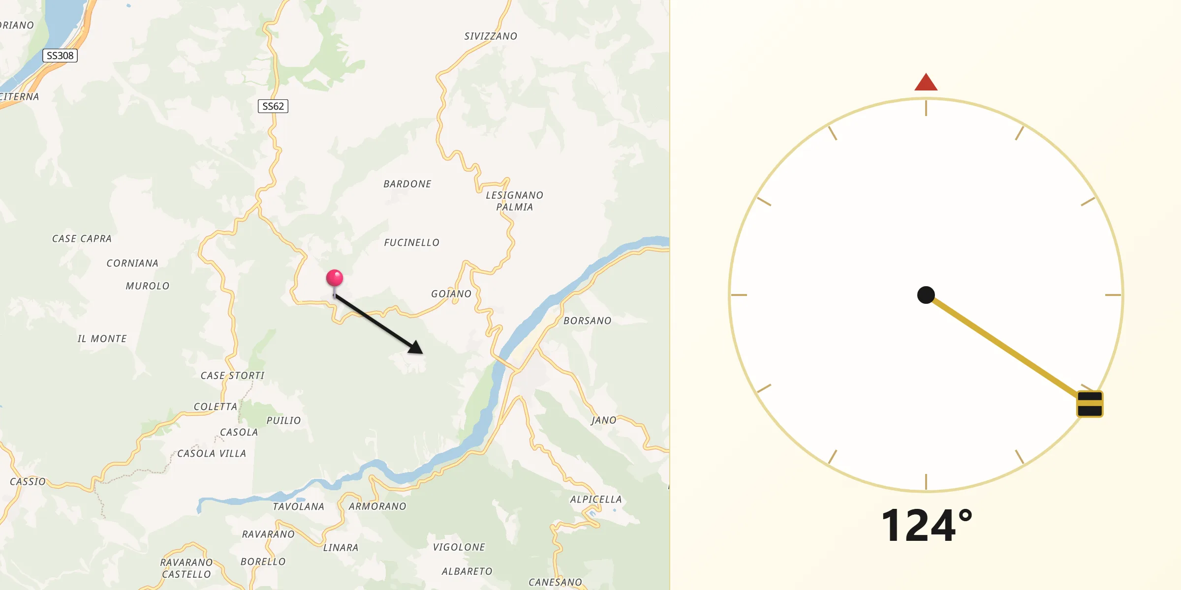 Direzione della Qibla da Terenzo