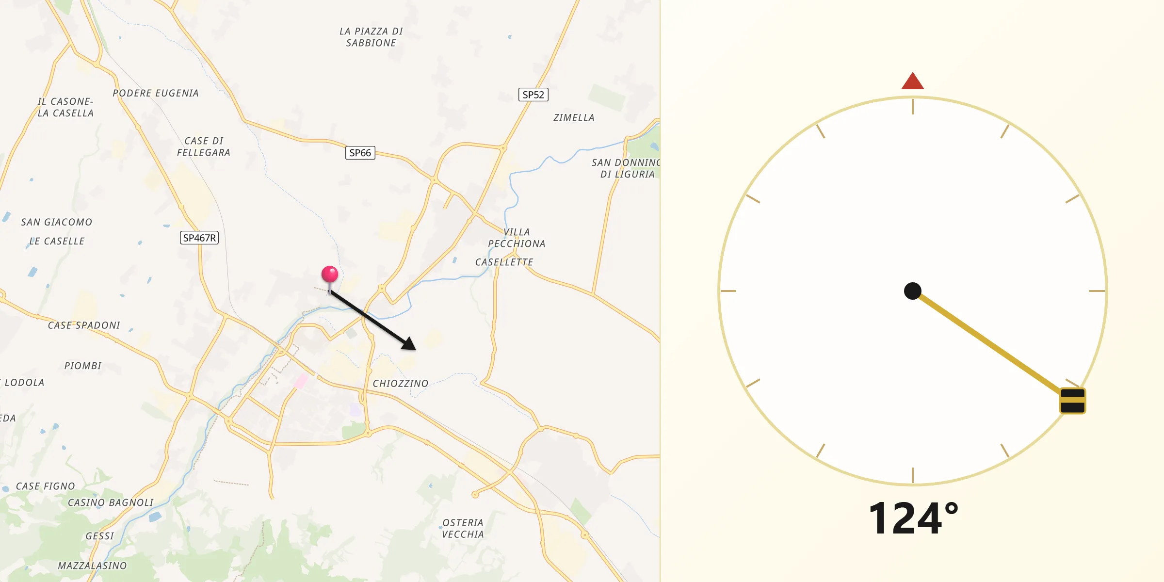 Direzione della Qibla da Fellegara