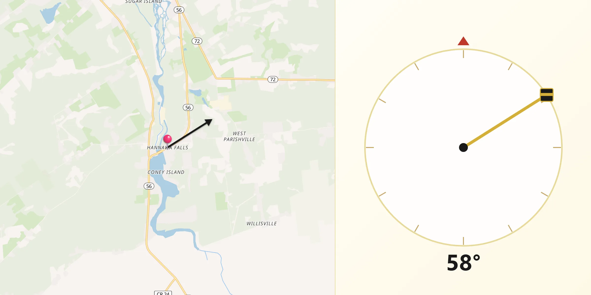 Qibla Direction from Hannawa Falls