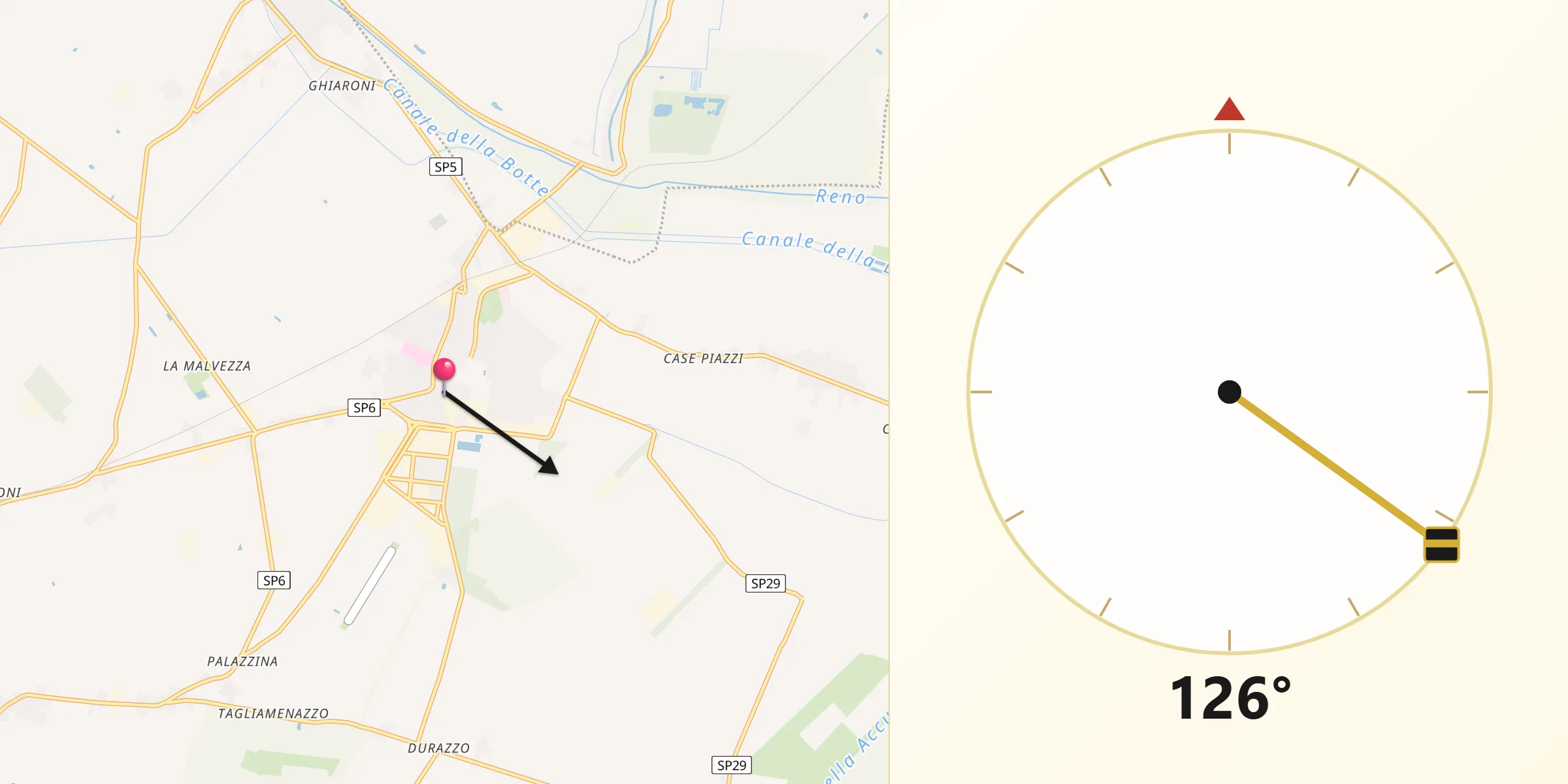 Direzione della Qibla da Molinella