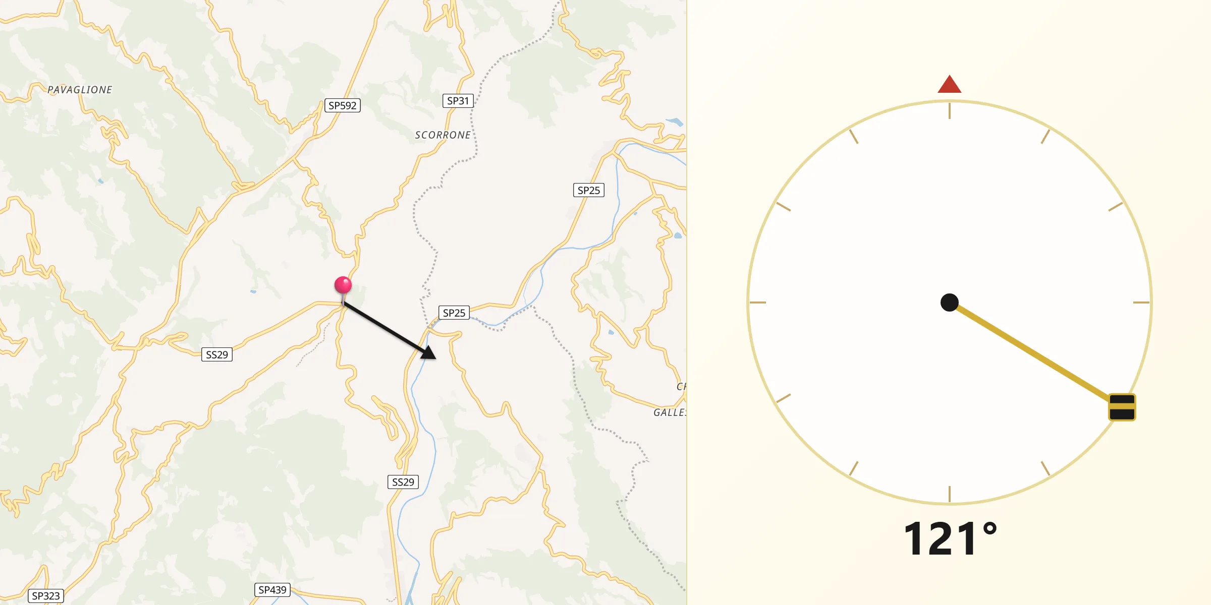 Direzione della Qibla da Castino