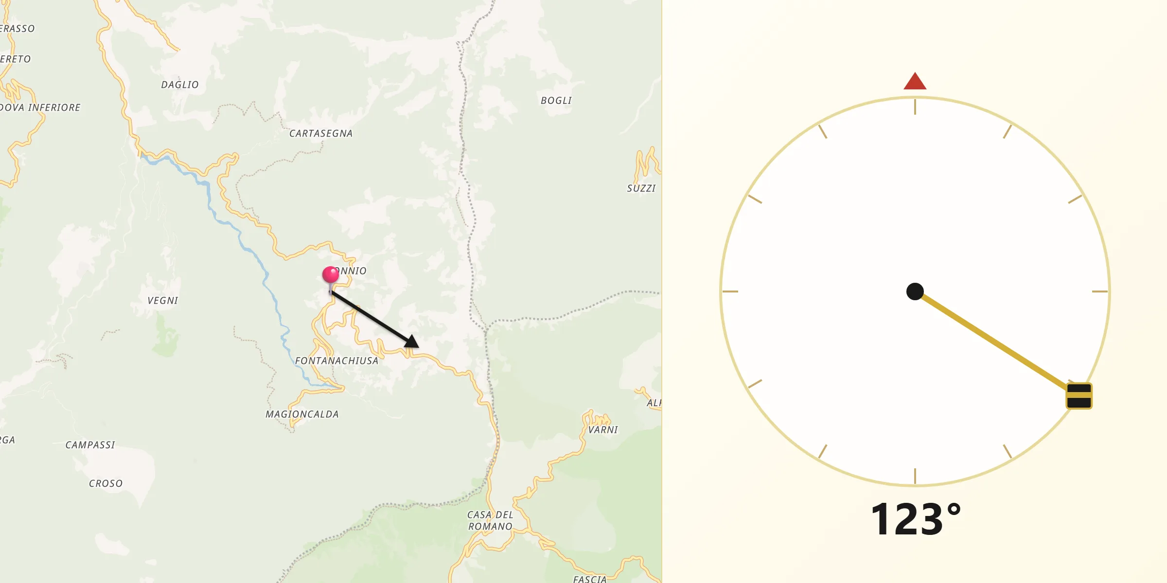 Direzione della Qibla da Carrega Ligure