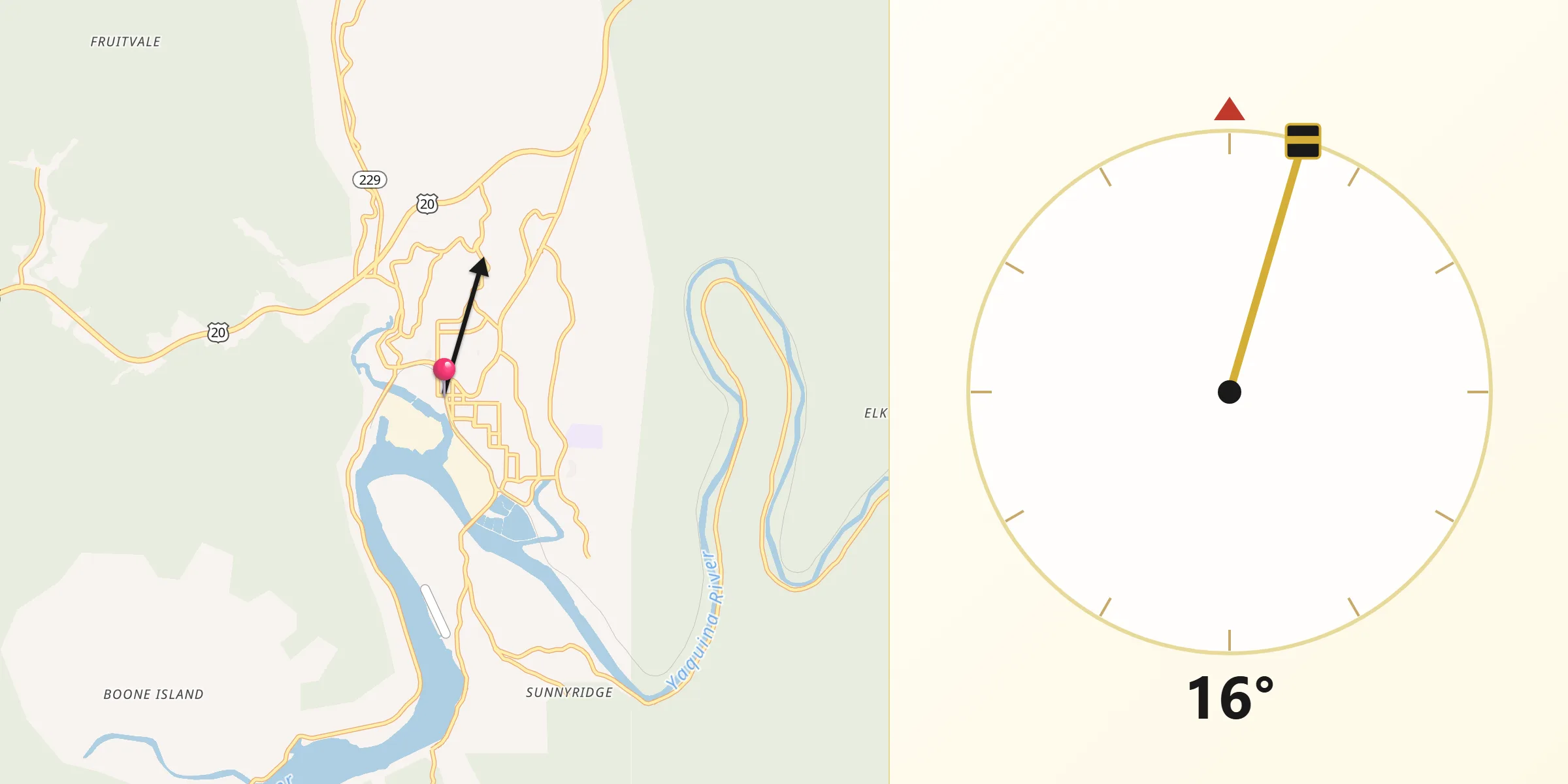 Dirección de la Qibla desde Toledo