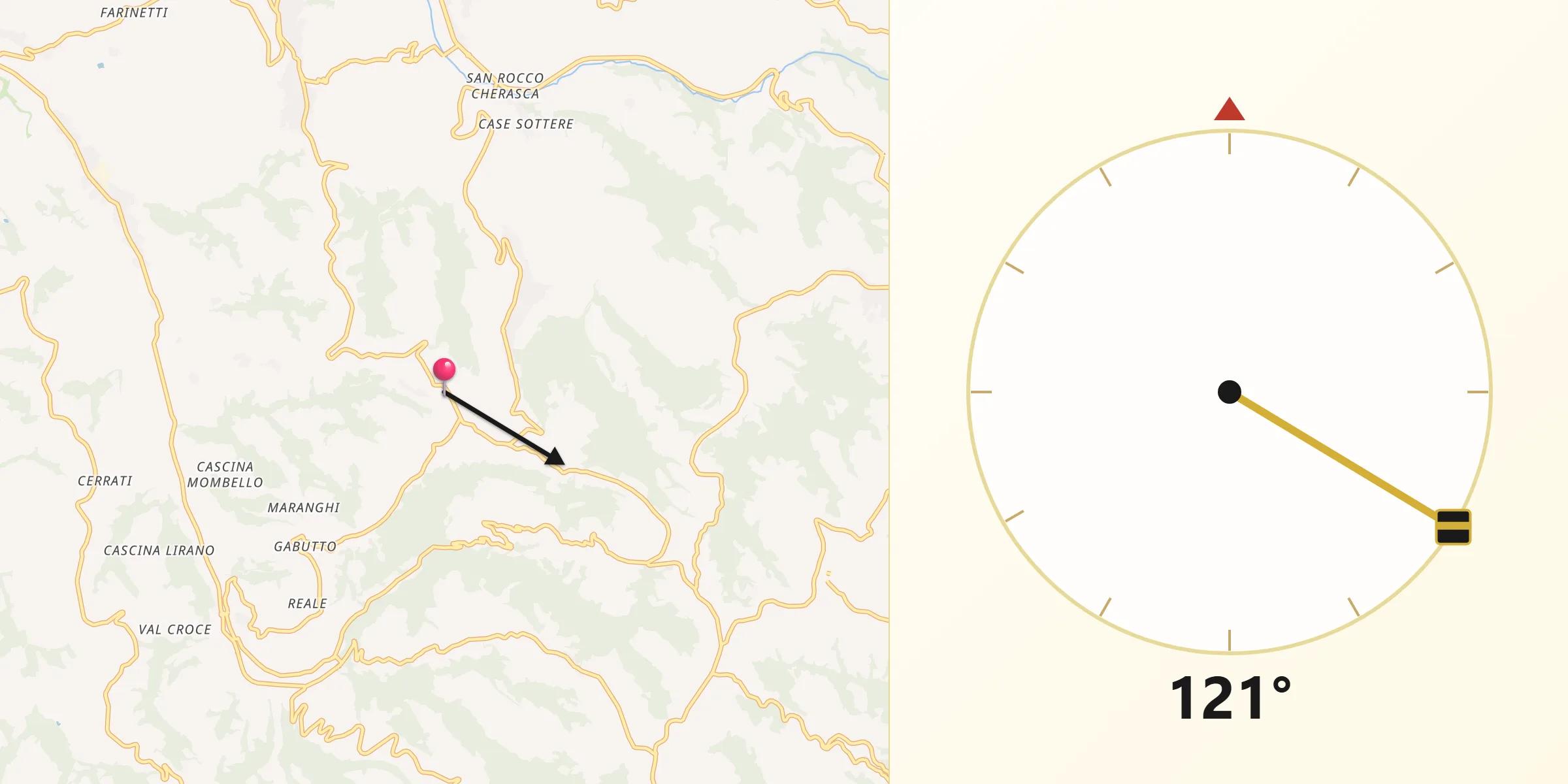 Direzione della Qibla da Montelupo Albese