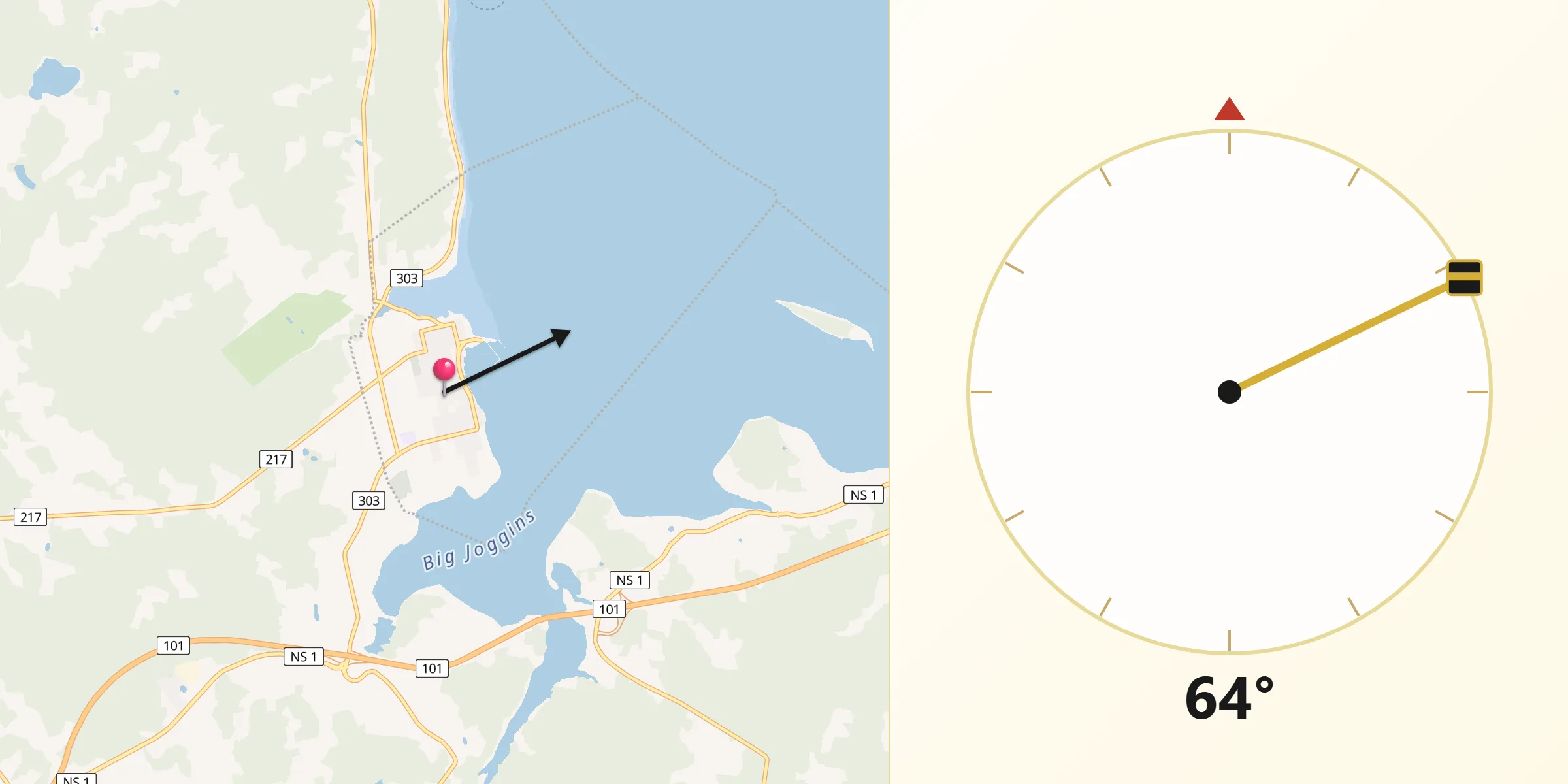 Qibla Direction from Digby