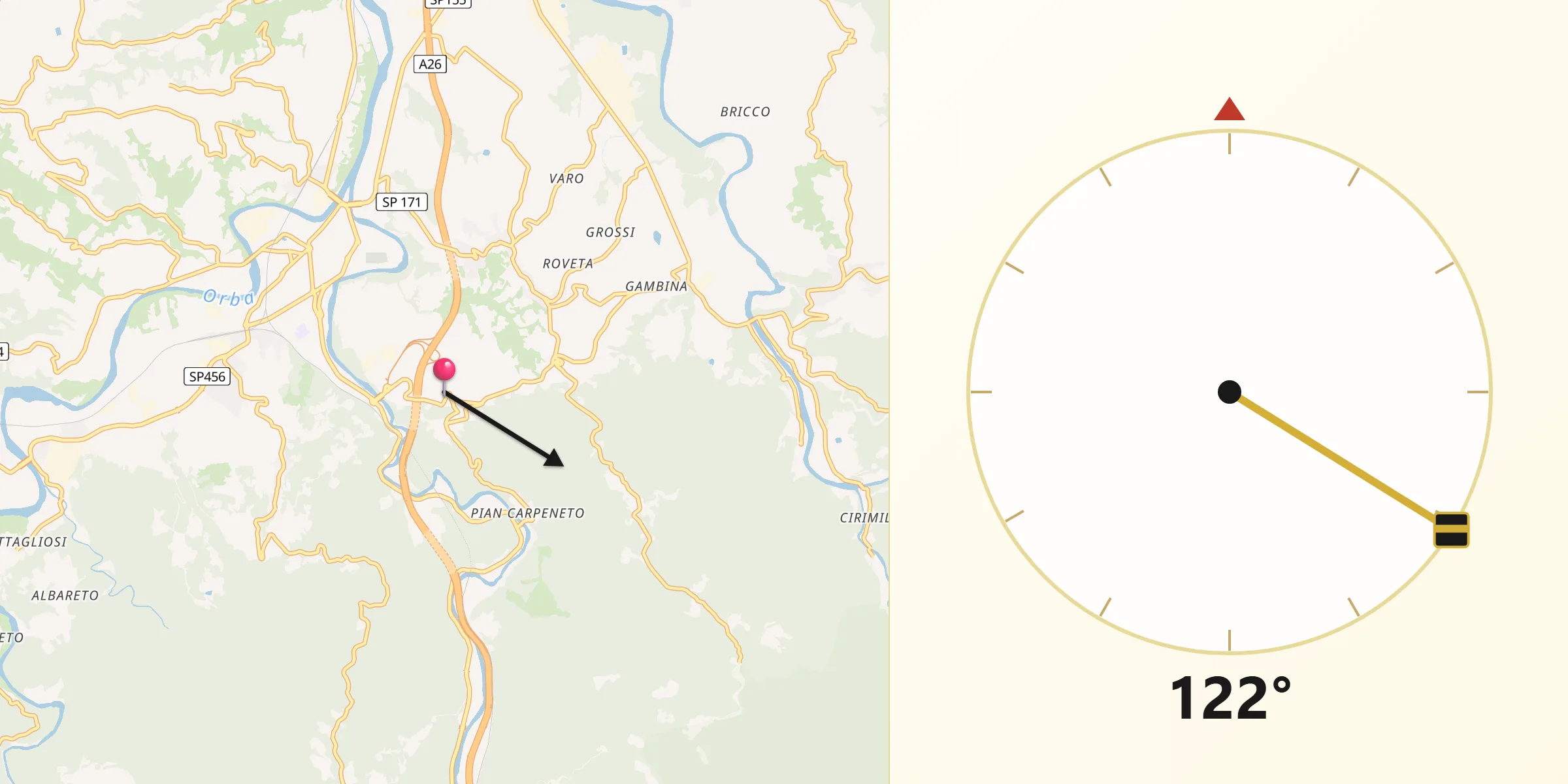 Direzione della Qibla da Belforte Monferrato